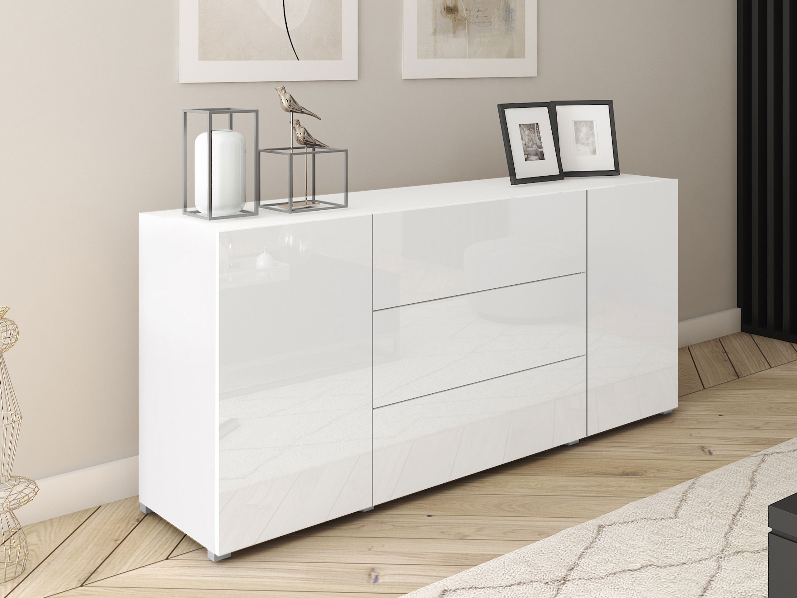 Ladekast Sarasota 191 (Wit + Glanzend wit)