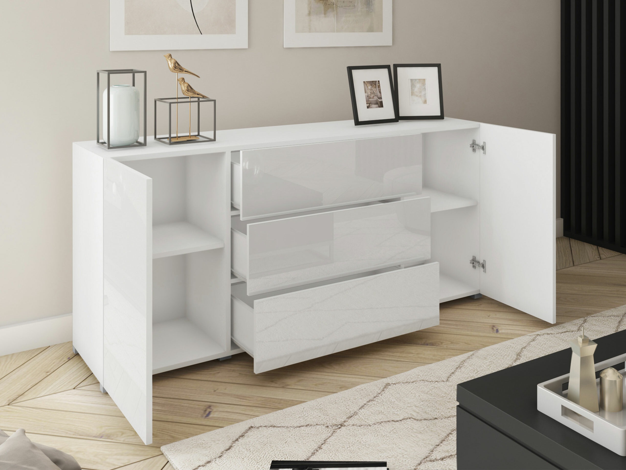 Ladekast Sarasota 191 (Wit + Glanzend wit)