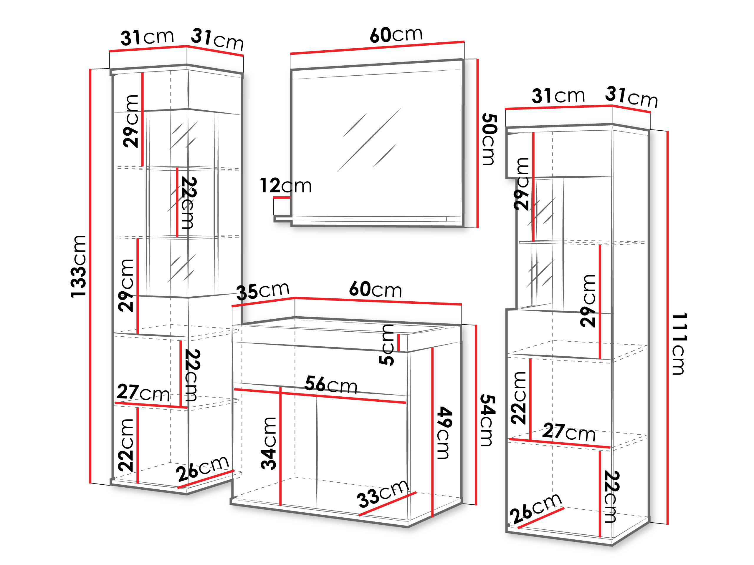 Badkamerset Sarasota 194 (Grafiet)