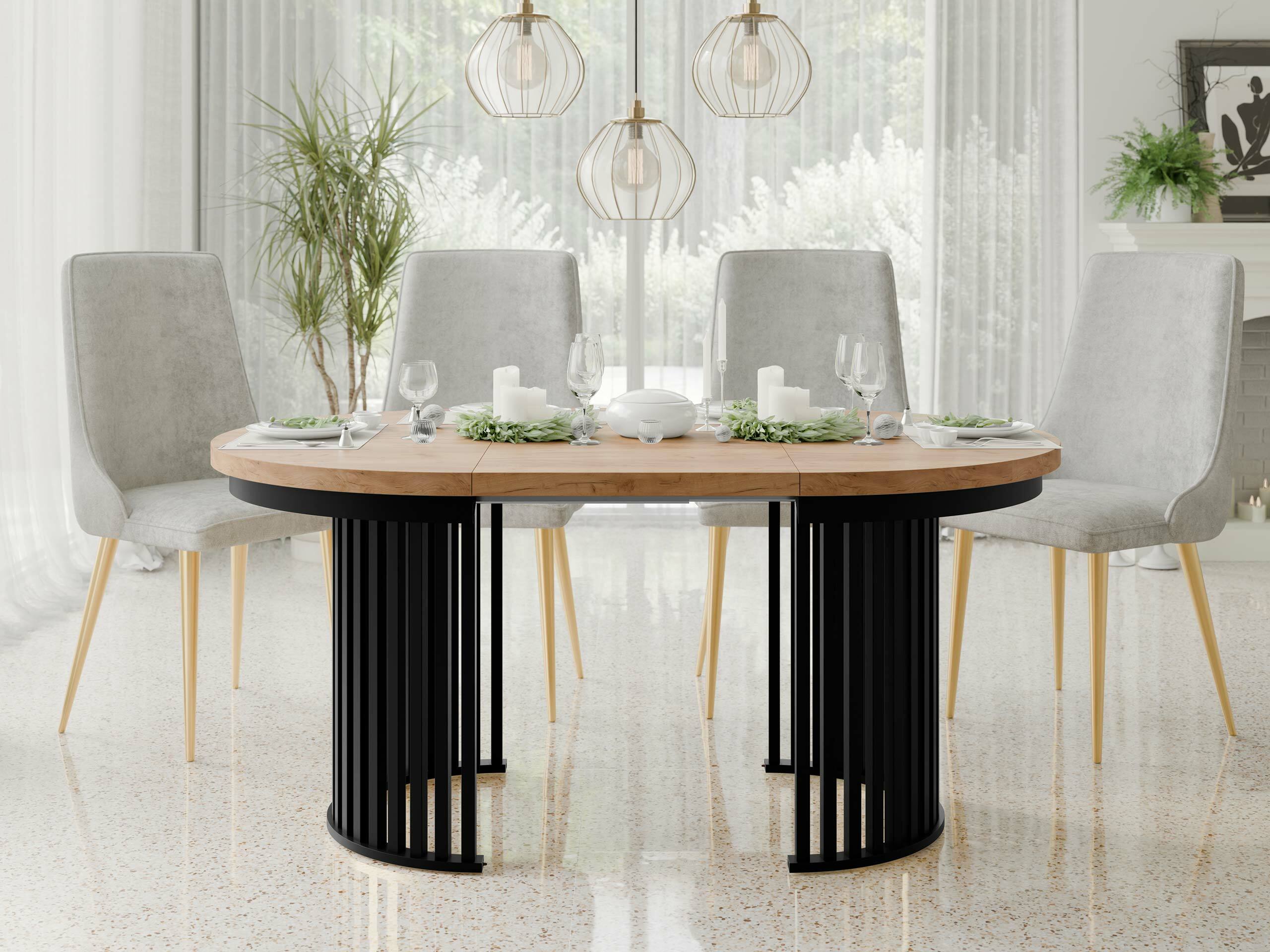 Tafel Racine 145 (Ambachtelijke gouden eik + Zwart)