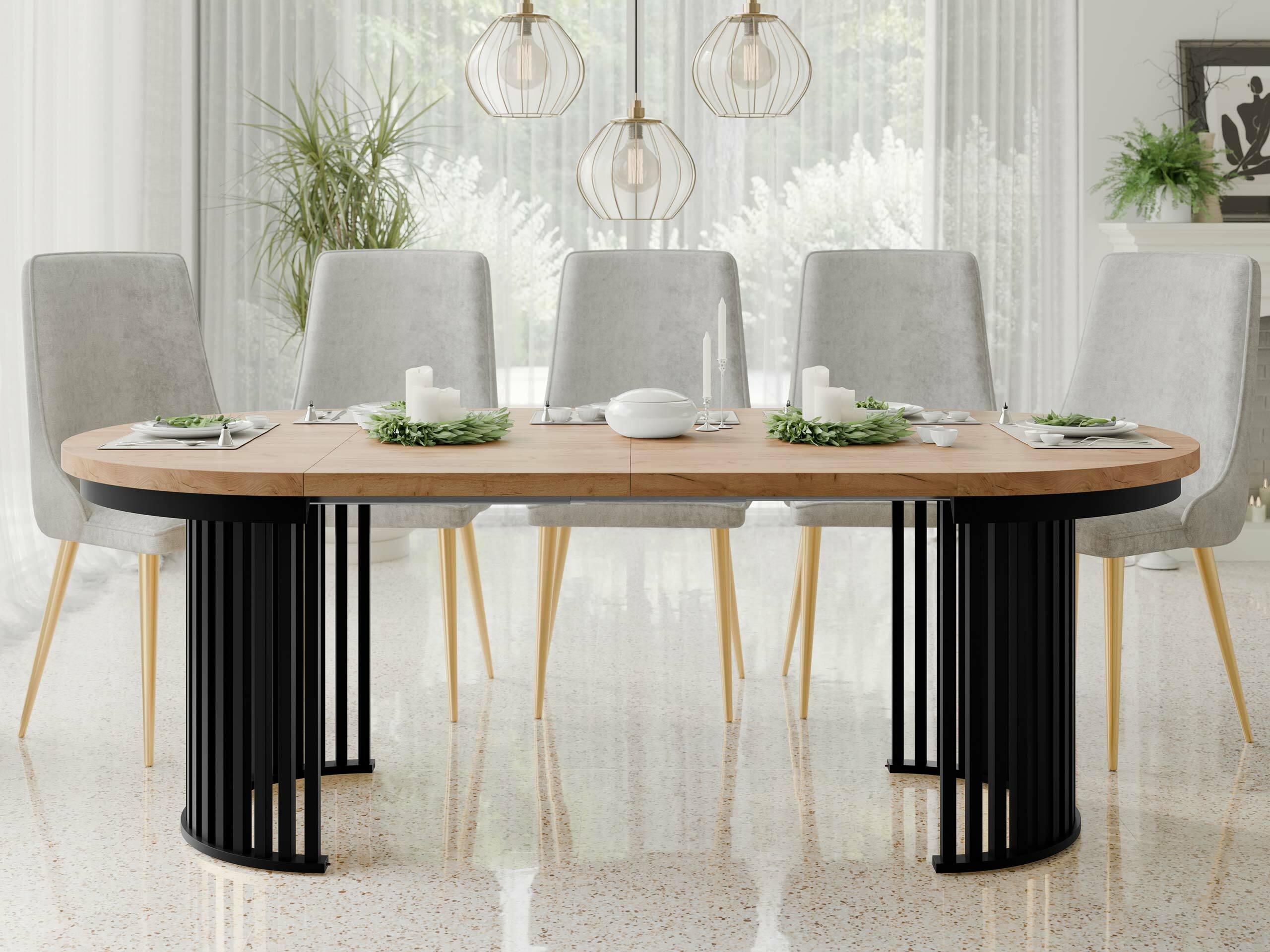 Tafel Racine 145 (Ambachtelijke gouden eik + Zwart)