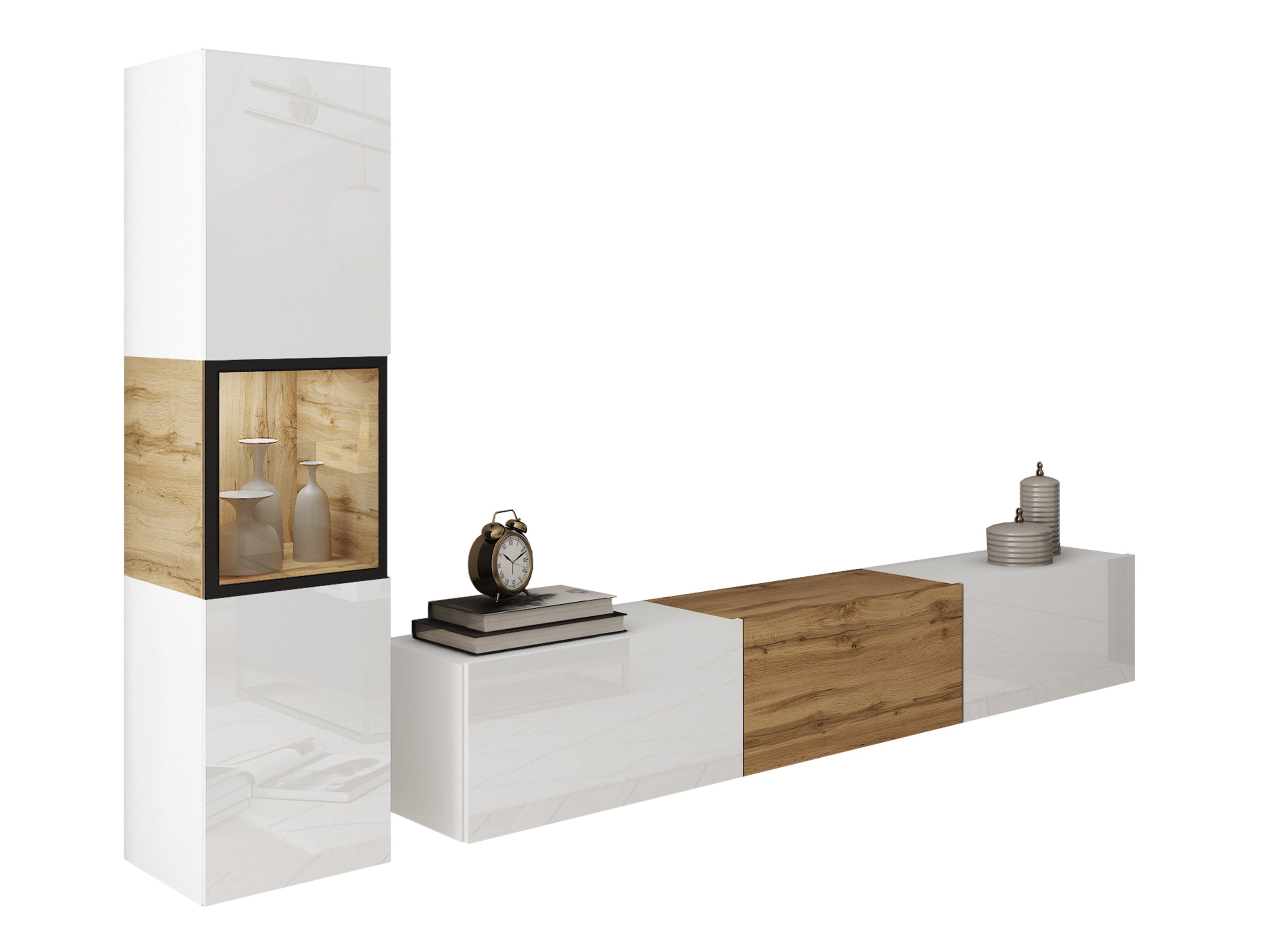 Woonkamerset Sarasota 192 (Wit + Wotan eik)