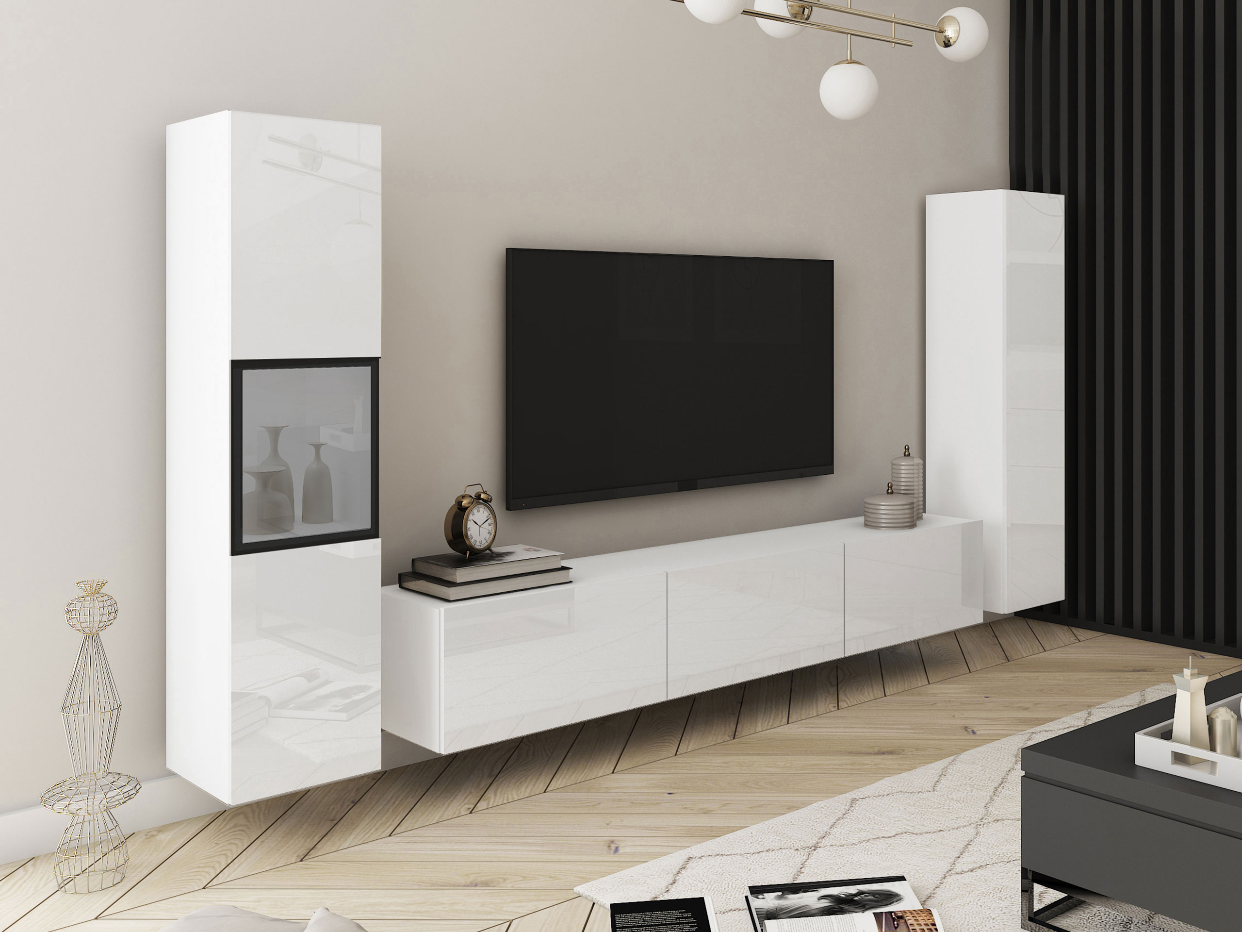 Woonkamerset Sarasota 193 (Wit + Glanzend wit)