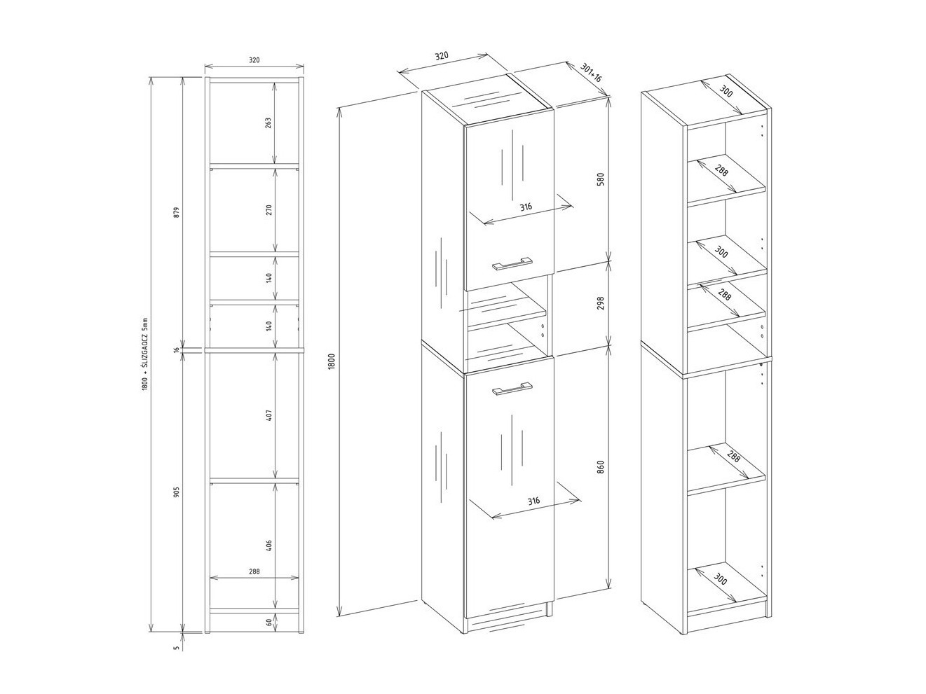 Staand badkamermeubel Mandeville 152 (Wit + Wit gloss)