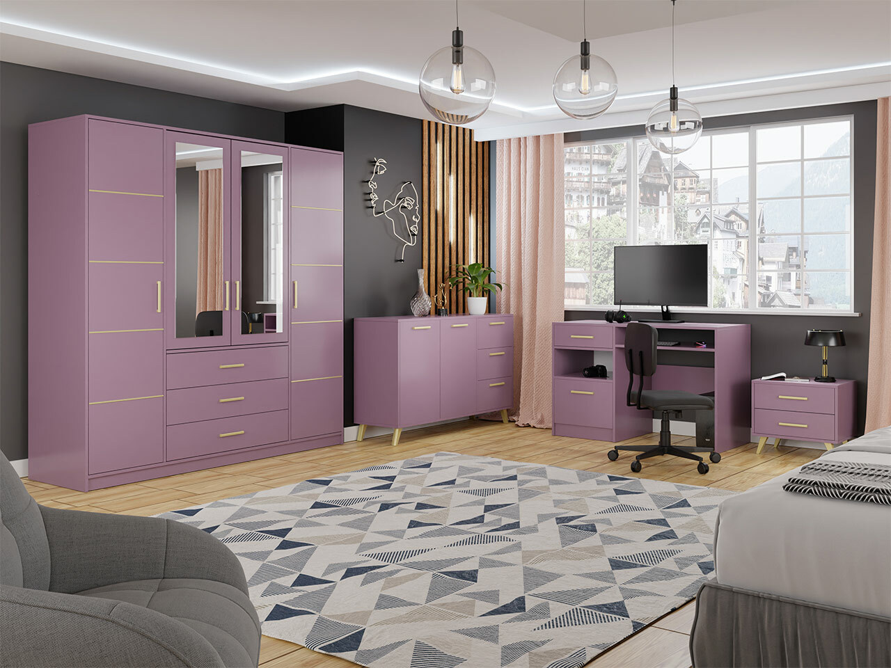 Bureau Rosa (Paars + Gouden)