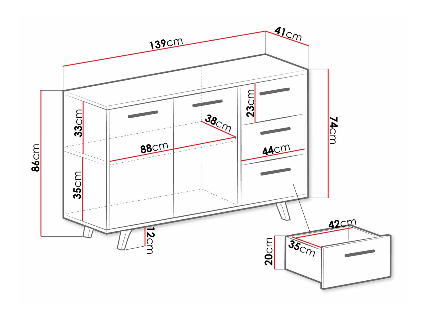Ladekast Dortivu (Wit)