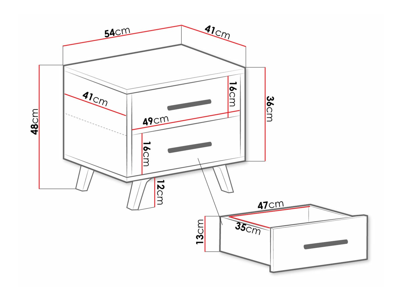 Nachtkastje Dortivu (Wit)