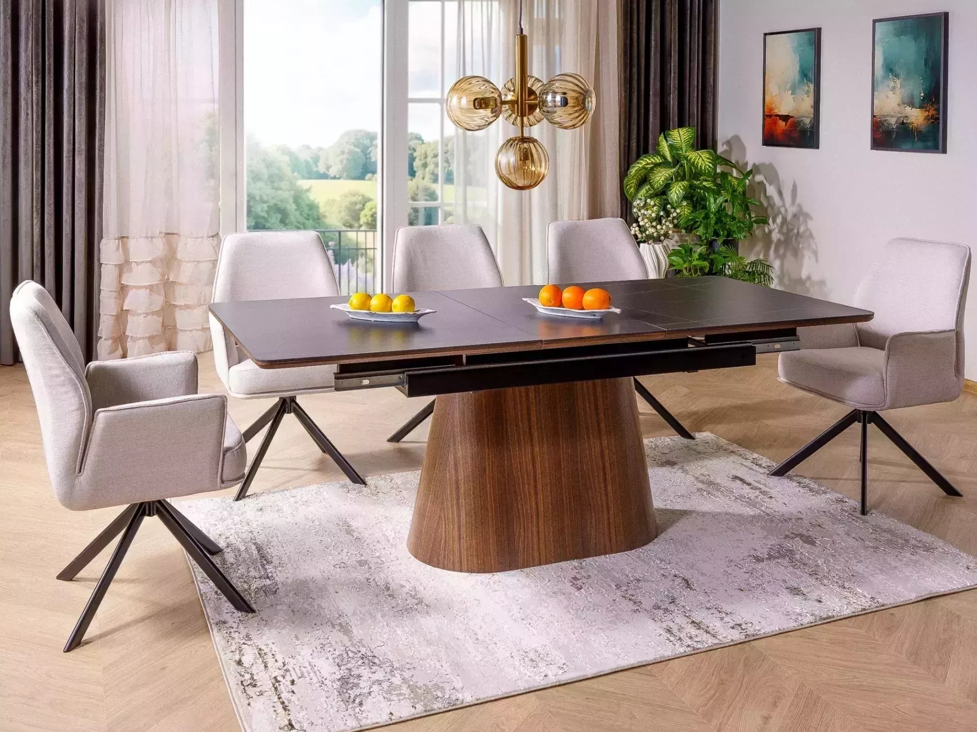 Tafel Detroit 932 (Zwart + Notenhout)