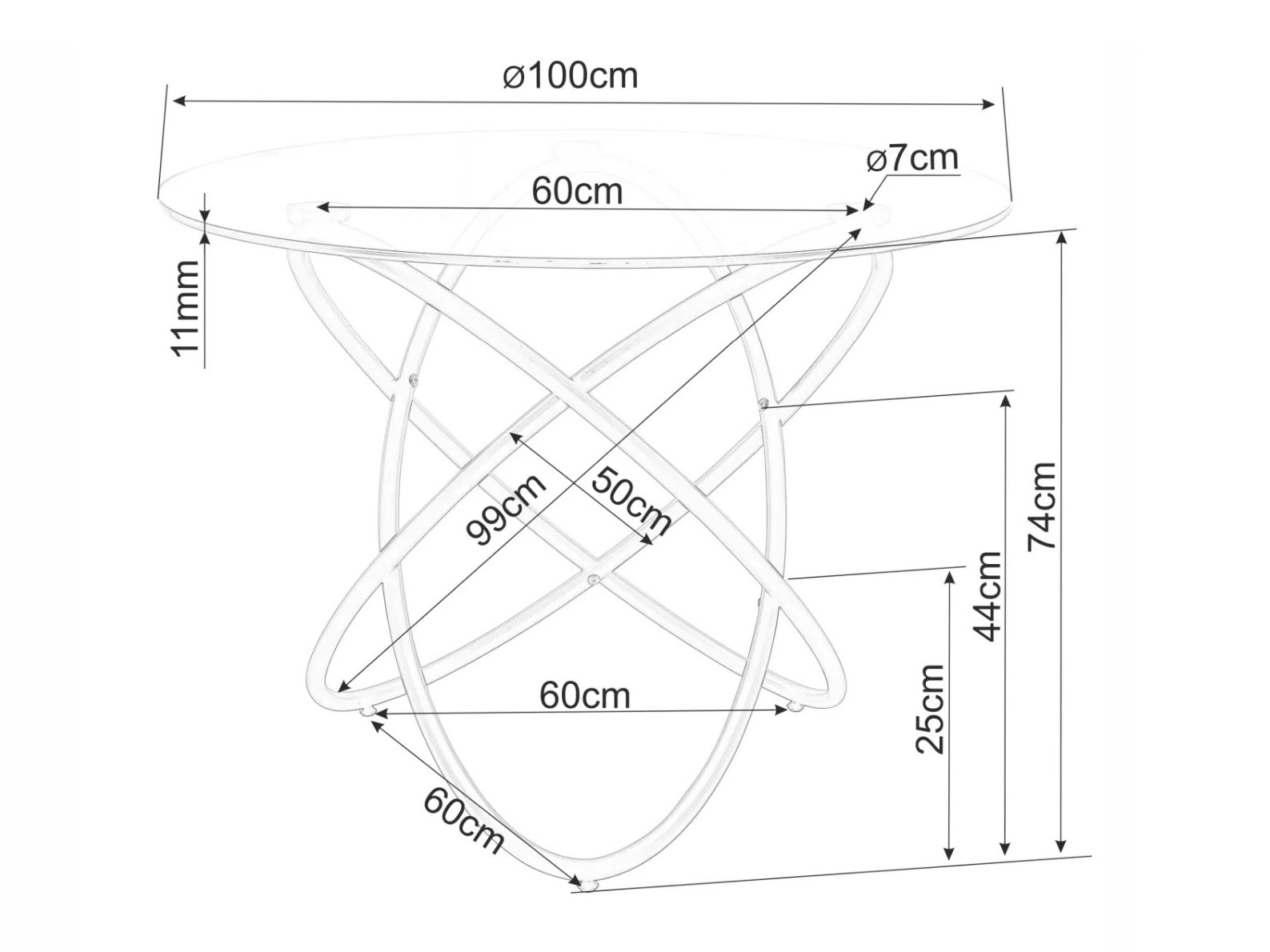 Tafel Detroit 933 (Zwart)
