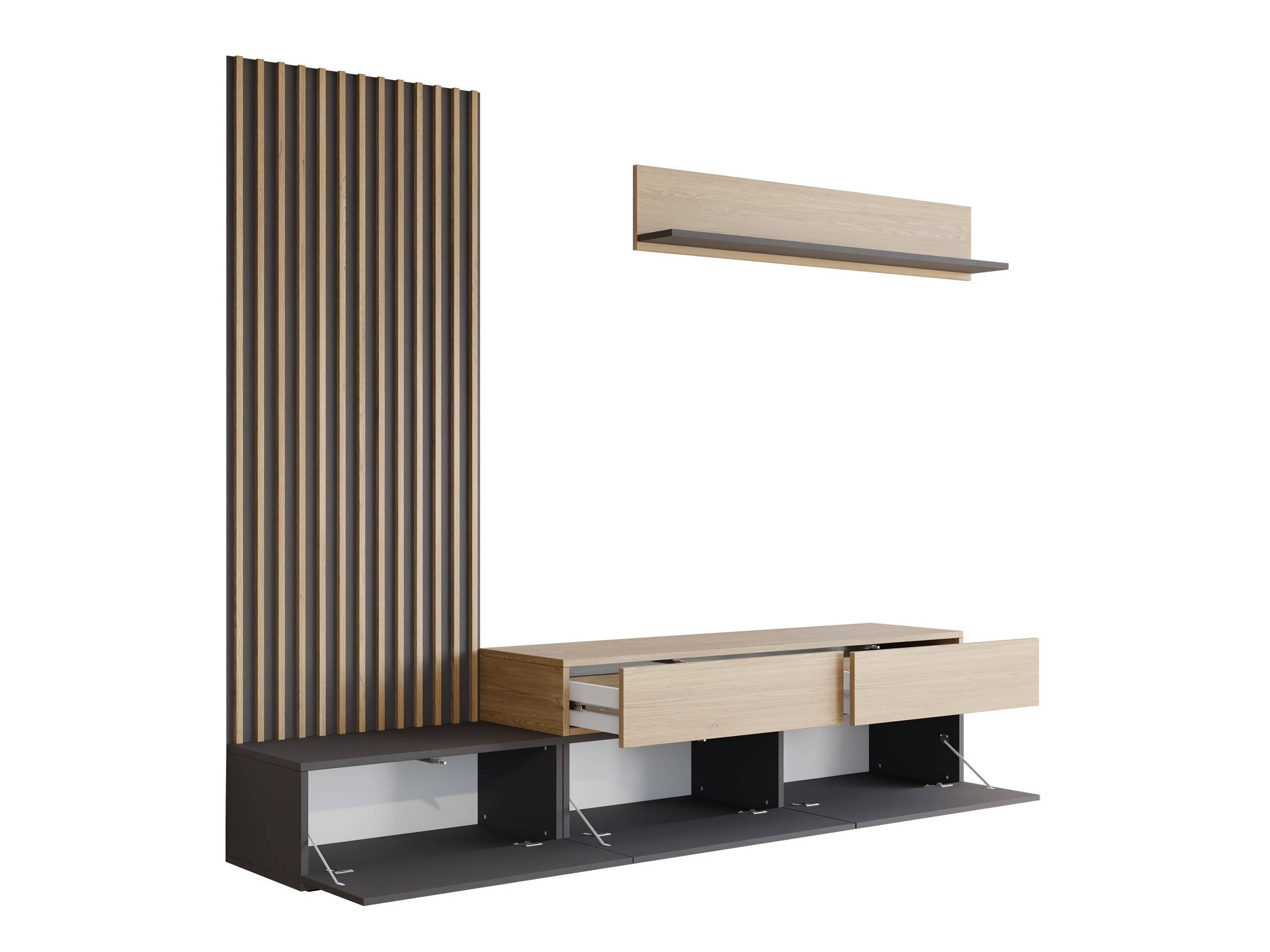 Woonkamerset Comfivo Munium I (Grafiet + Eiken)