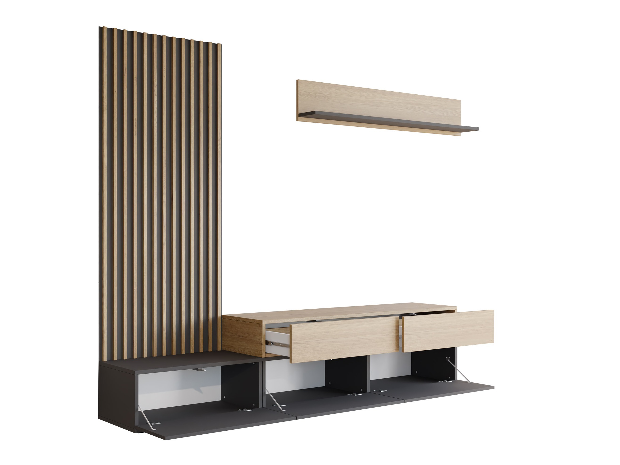 Woonkamerset Comfivo Munium I (Wit + Eiken)