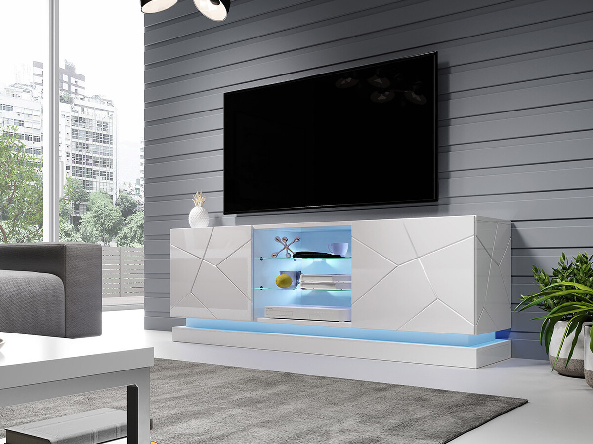 TV-meubel Linar (Wit + Glanzend wit)