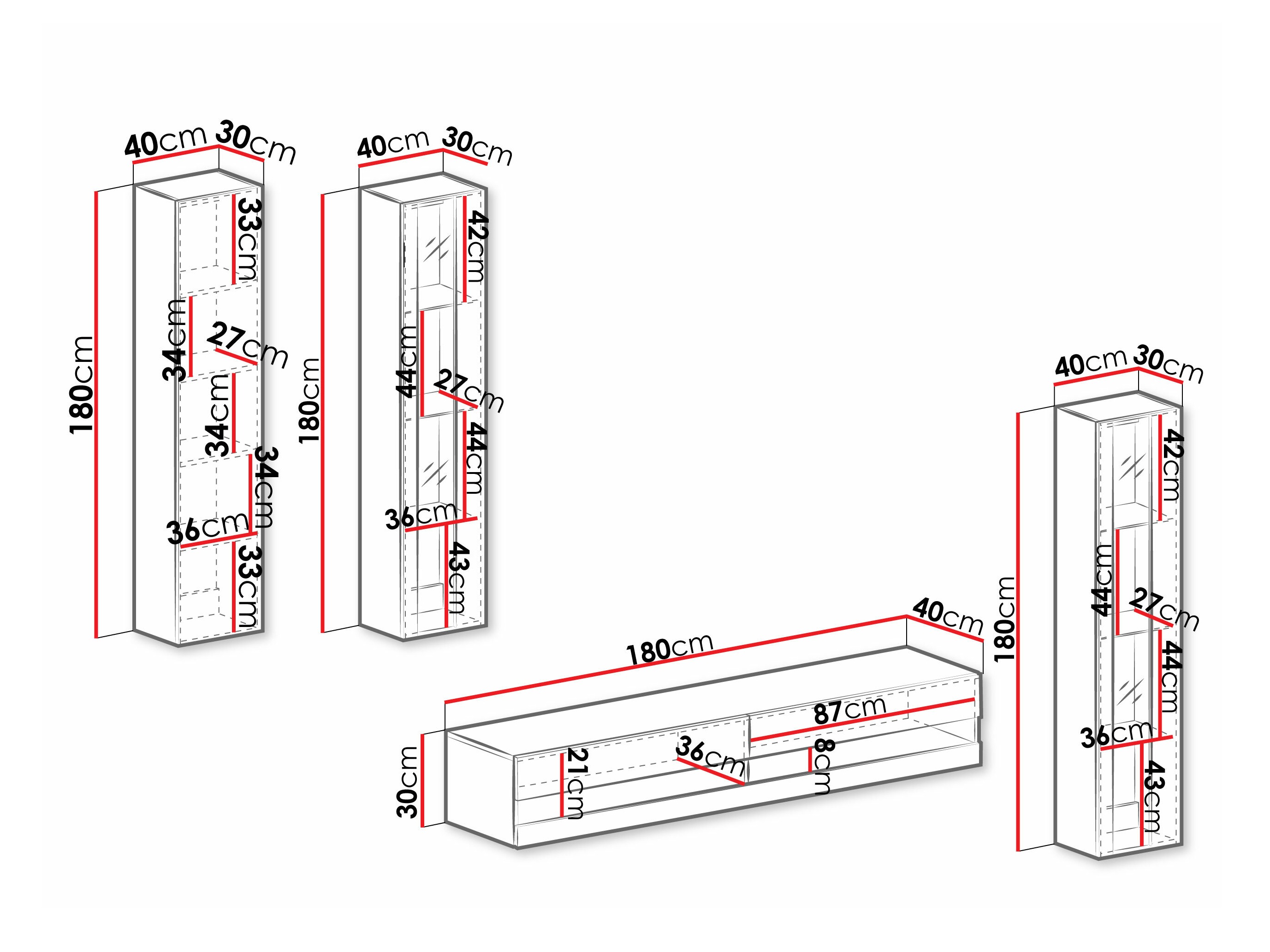 Woonkamerset Venenou 116 (Wit + Glanzend wit)