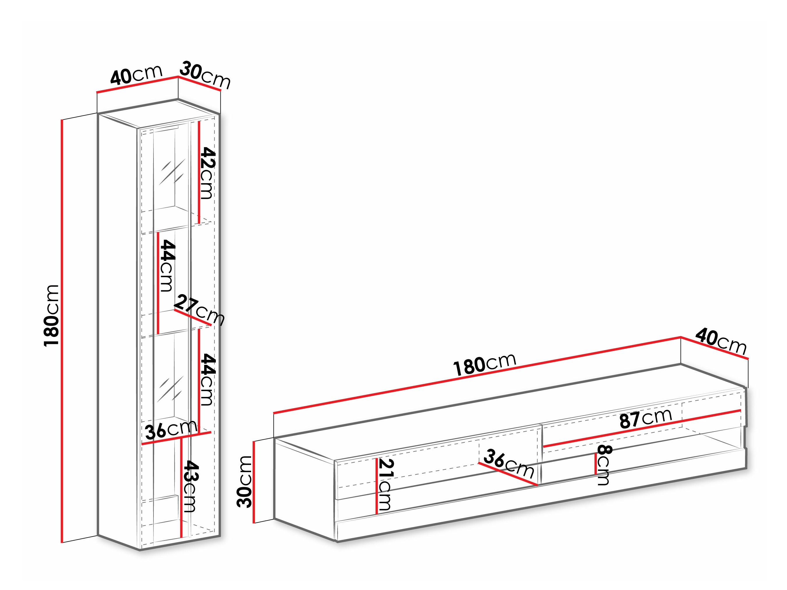 Woonkamerset Venenou 118 (Zwart + Glanzend zwart)