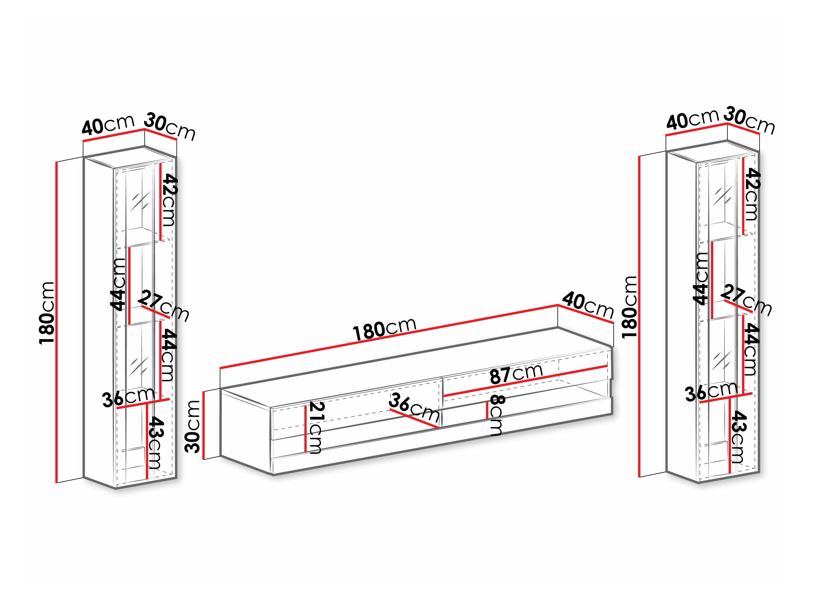 Woonkamerset Vilrin V (Wit + Glanzend wit)