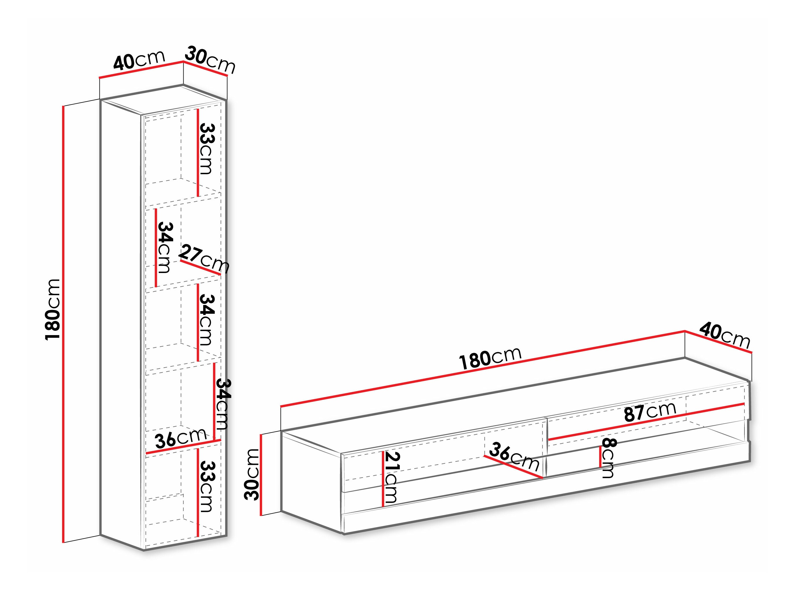 Woonkamerset Vilrin VI (Wit + Glanzend wit)