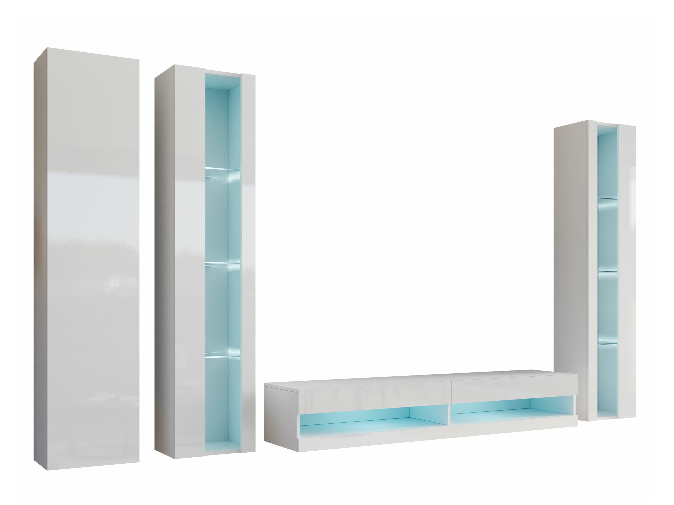 Woonkamerset Vilrin VII (Wit + Glanzend wit)