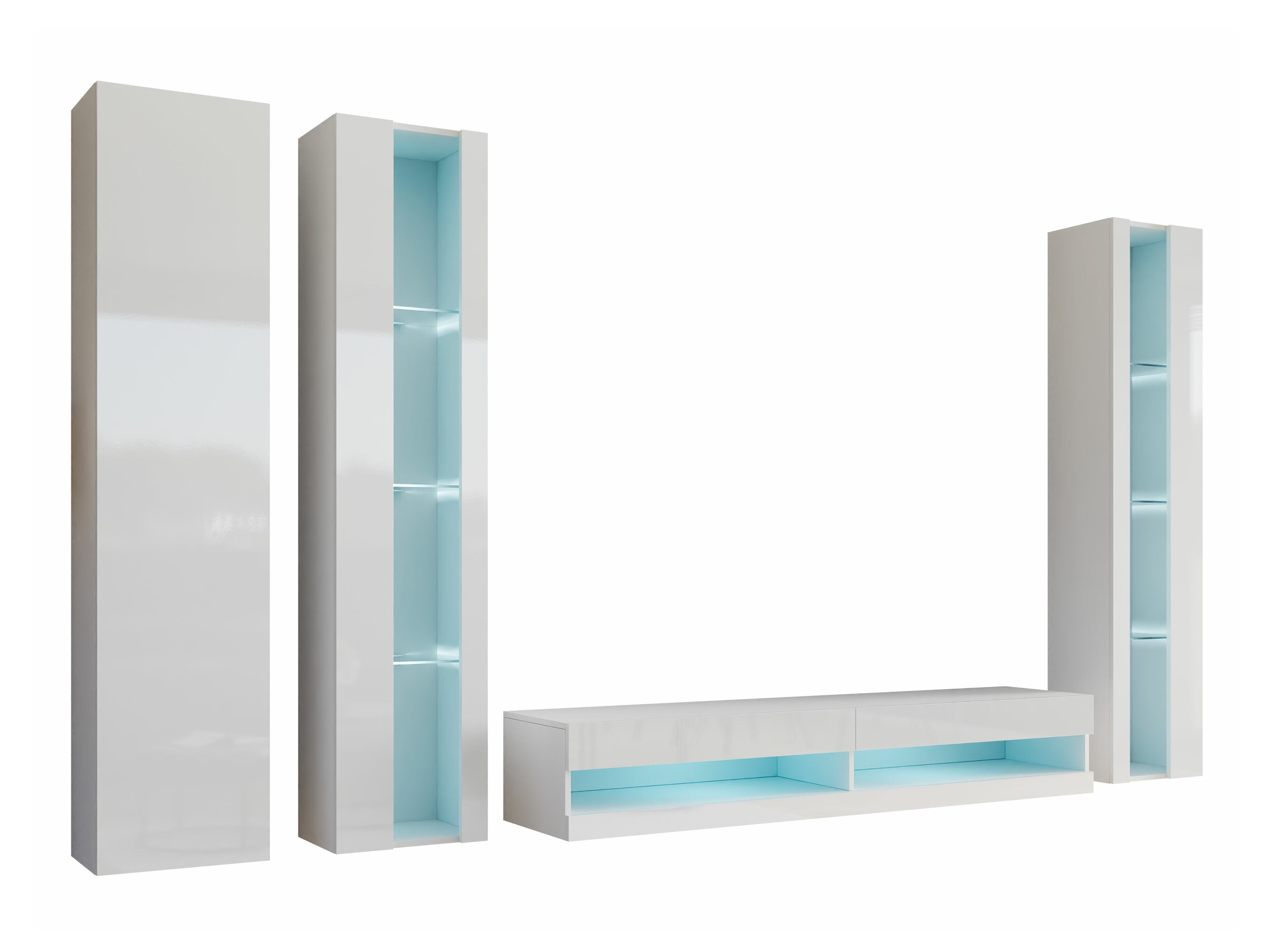 Woonkamerset Vilrin VII (Wit + Glanzend wit)