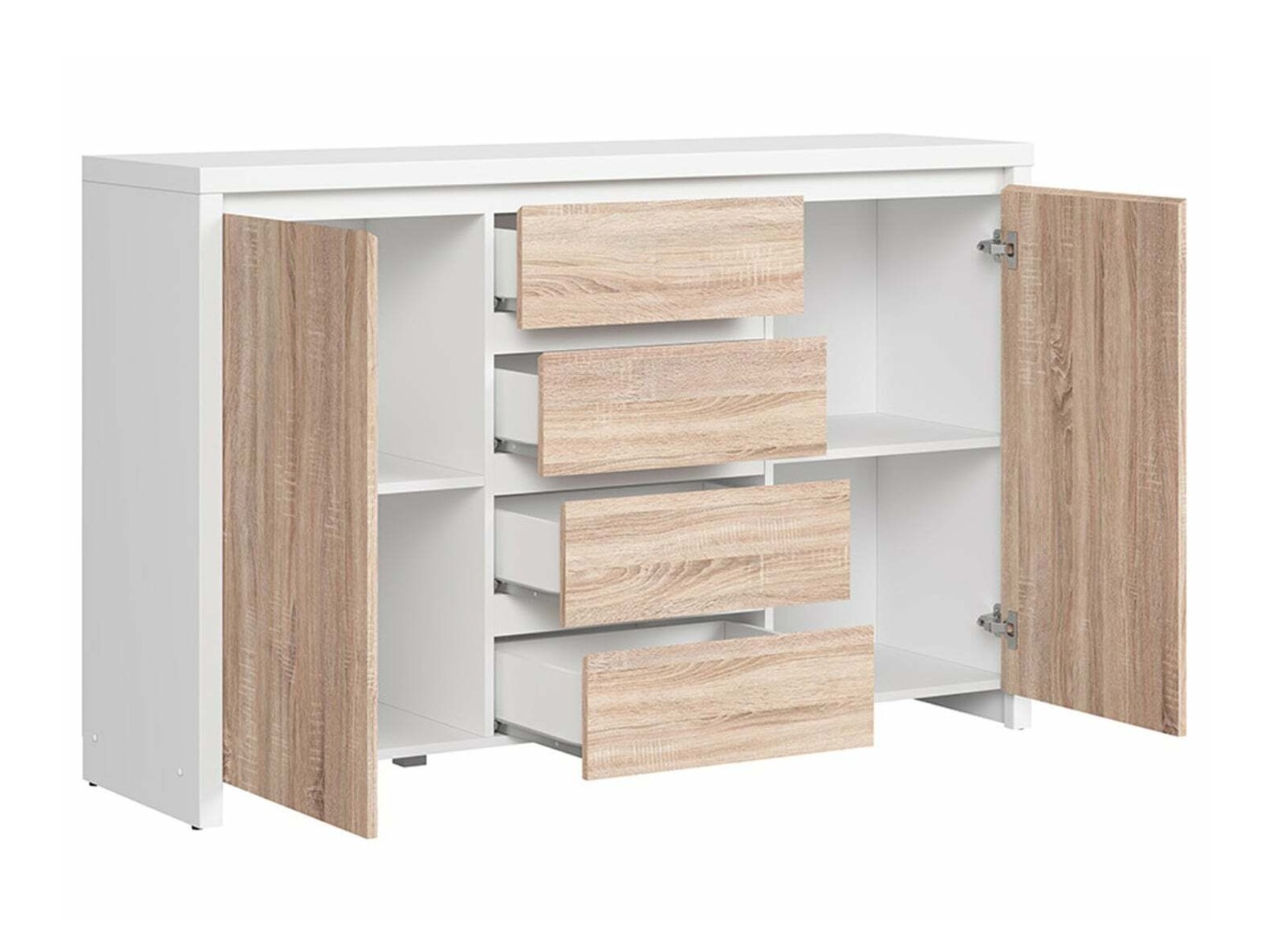 Ladekast Nolroma 103 (Wit + Sonoma eik)