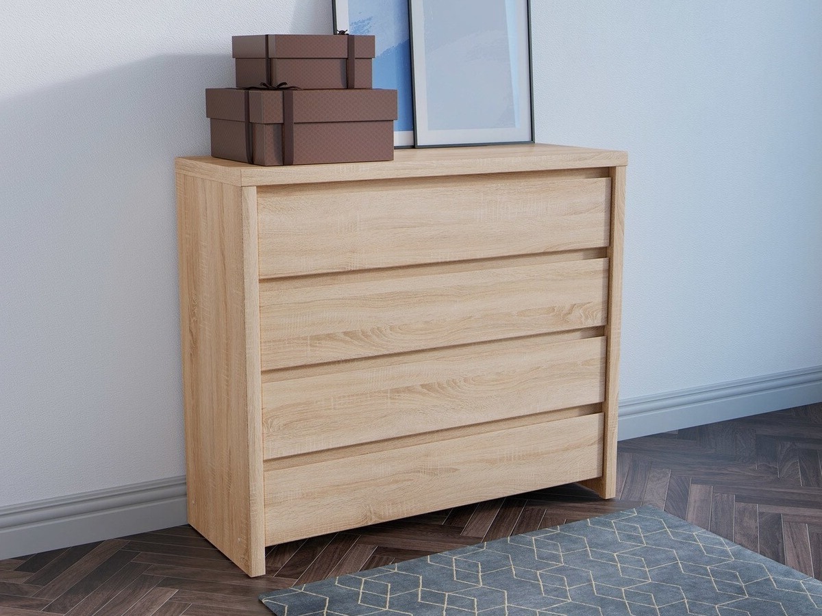 Ladekast Nolroma 105 (Wit + Sonoma eik)