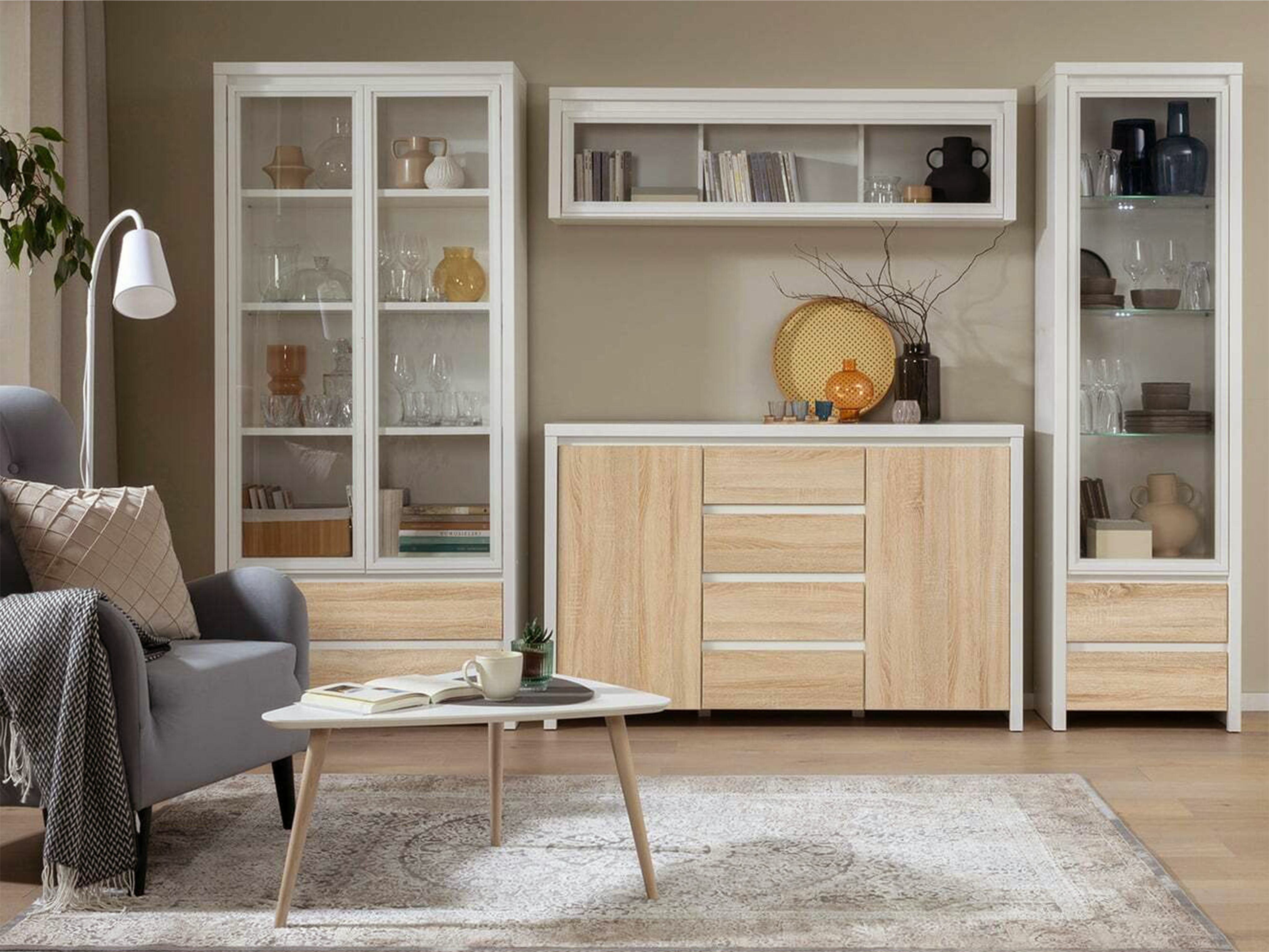 Ladekast Nolroma 103 (Wit + Sonoma eik)