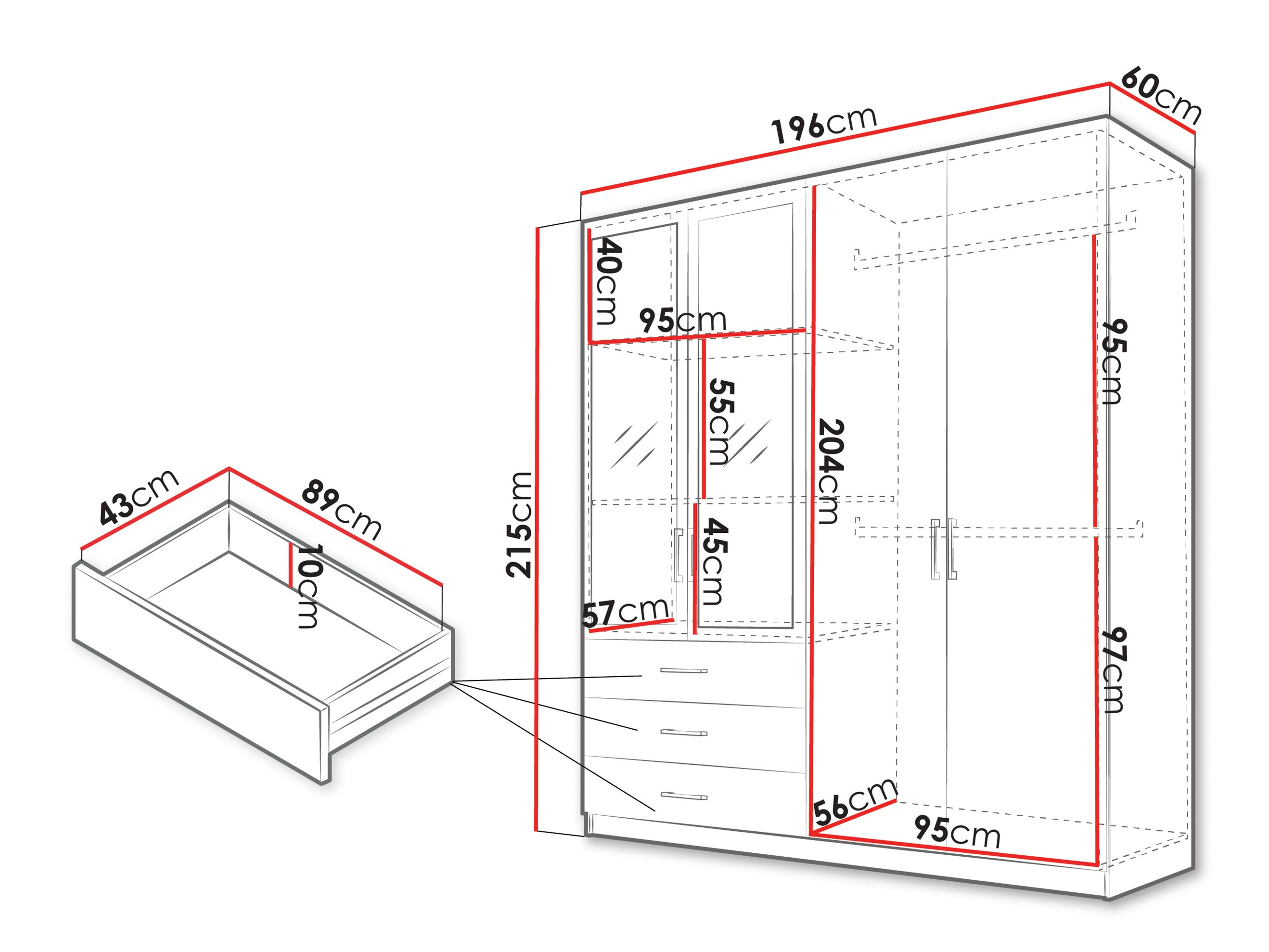 Kledingkast Honolulu 269 (Wit)