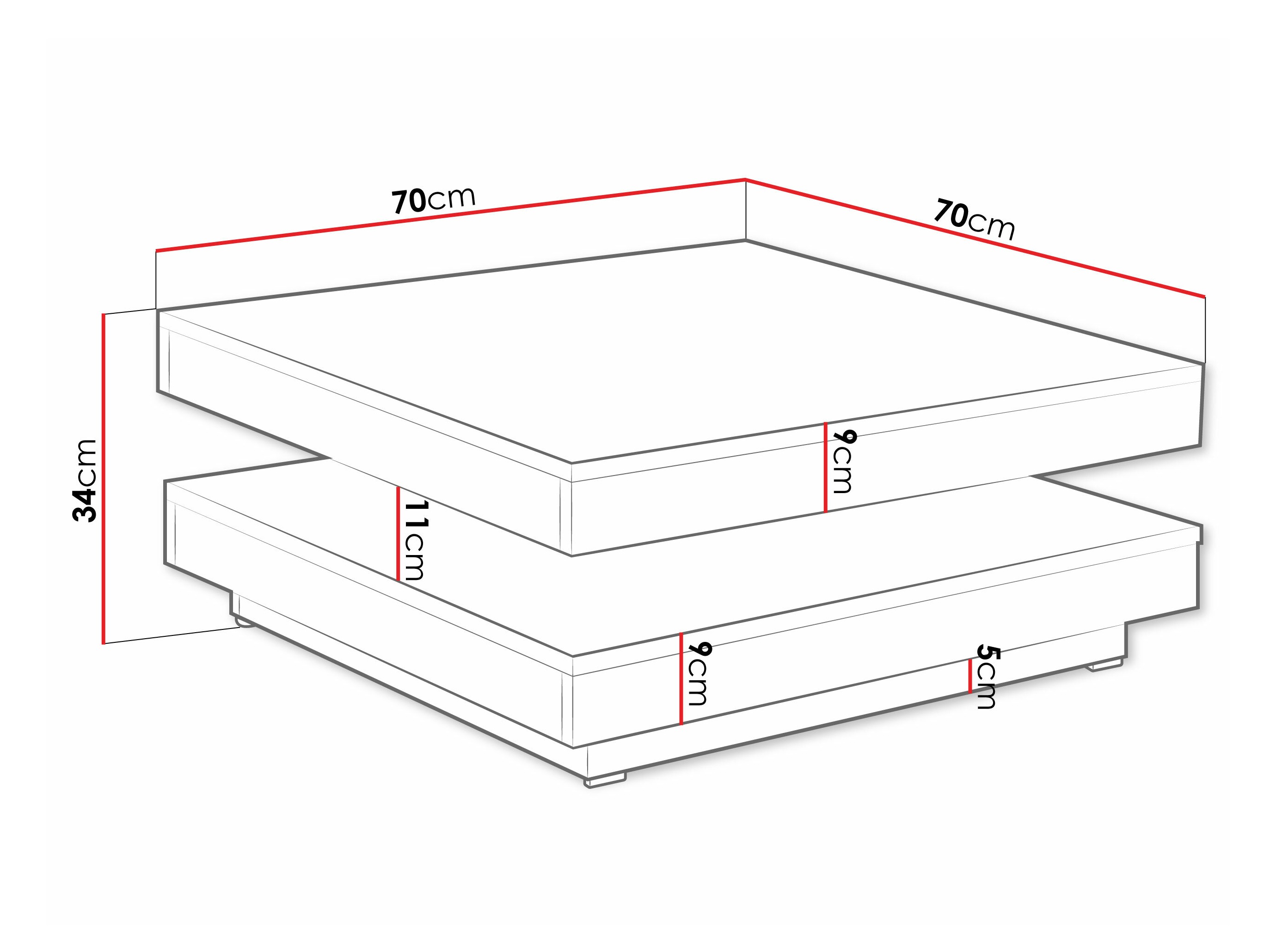 Transformeerbare salontafel Comfivo Pisces (Wit)