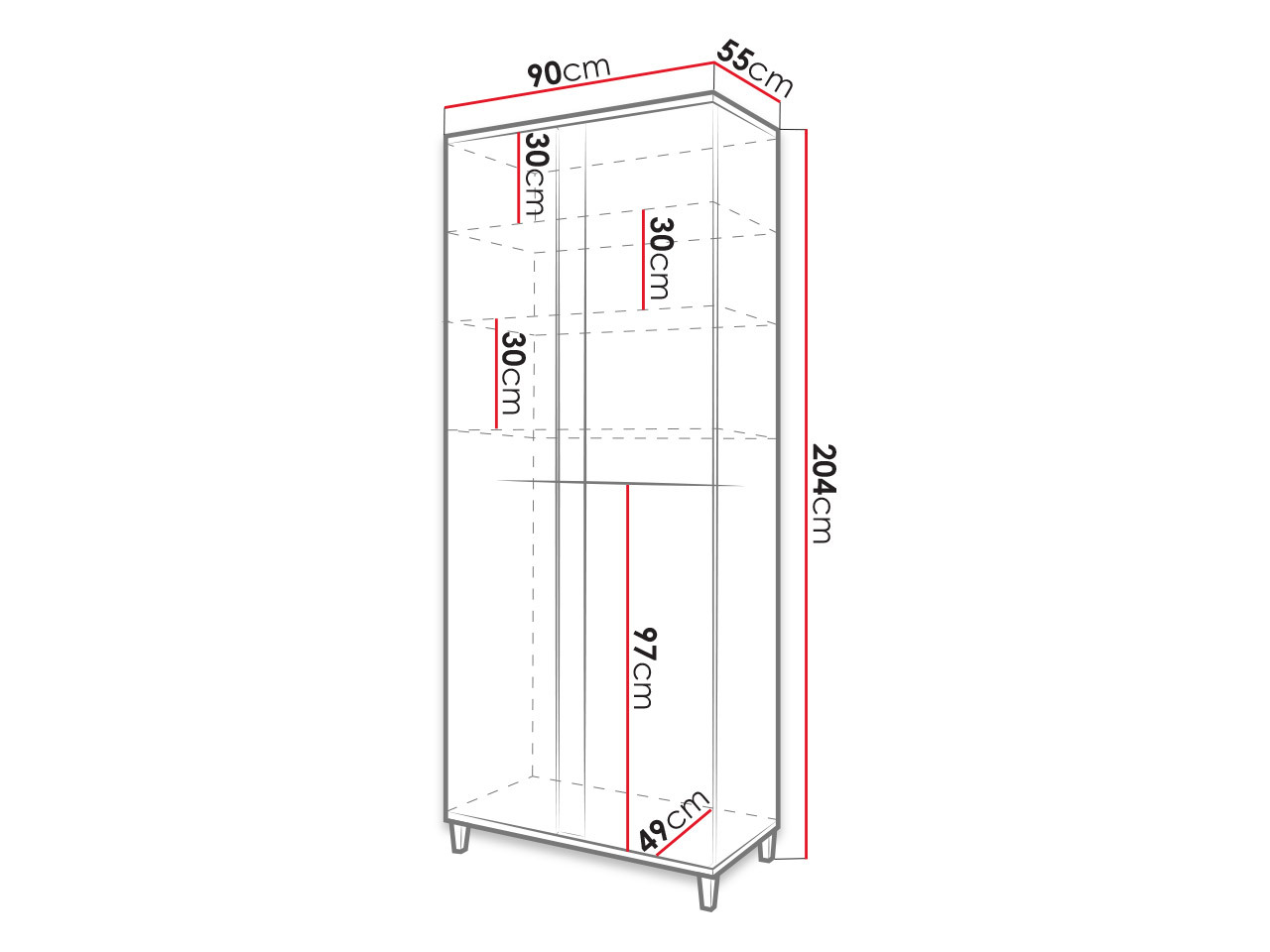 Kledingkast Florem (Wit + Glanzend wit + Licht hout)