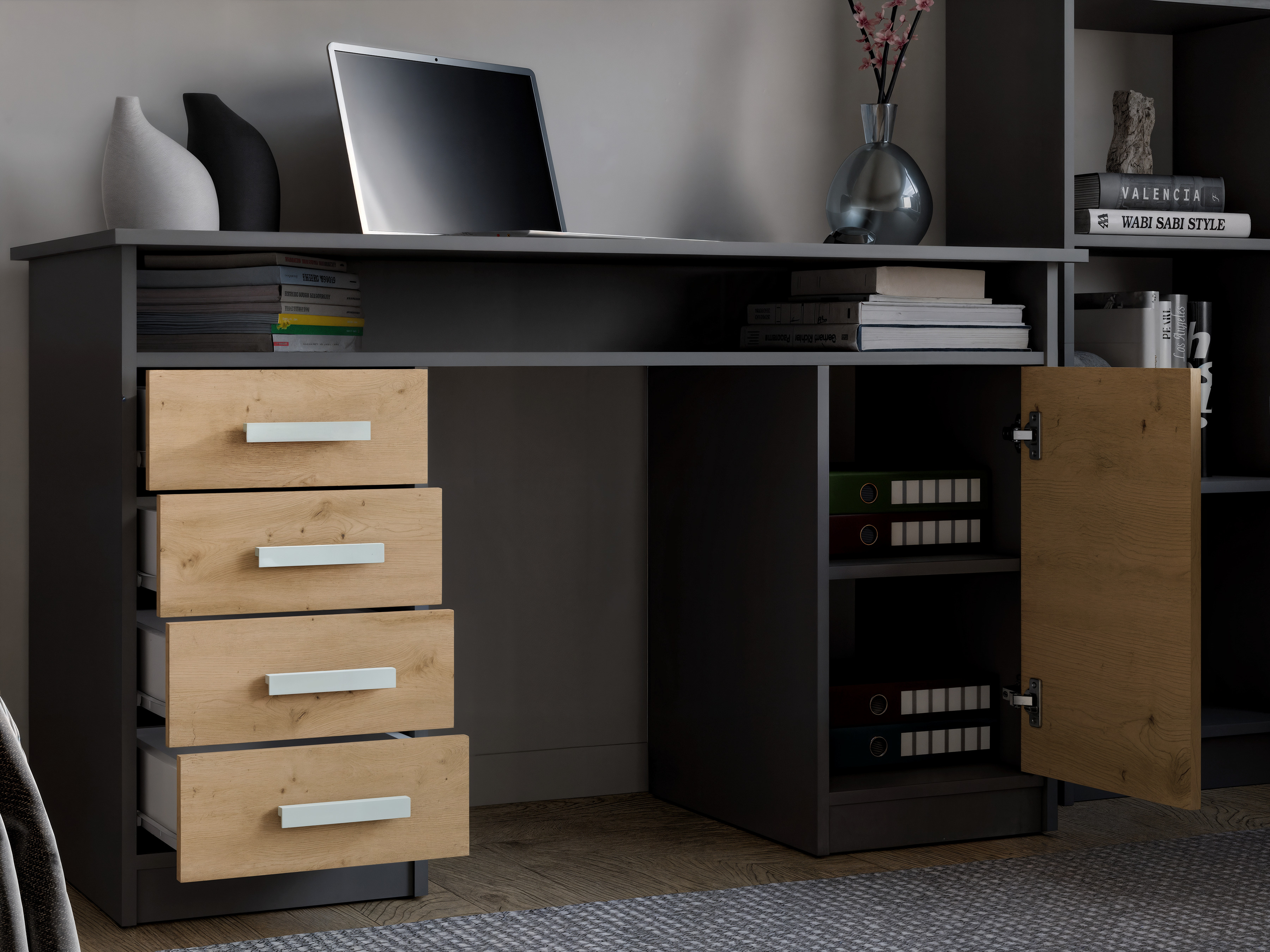Bureau Mandeville 329 (Artisan eiken + Antraciet)