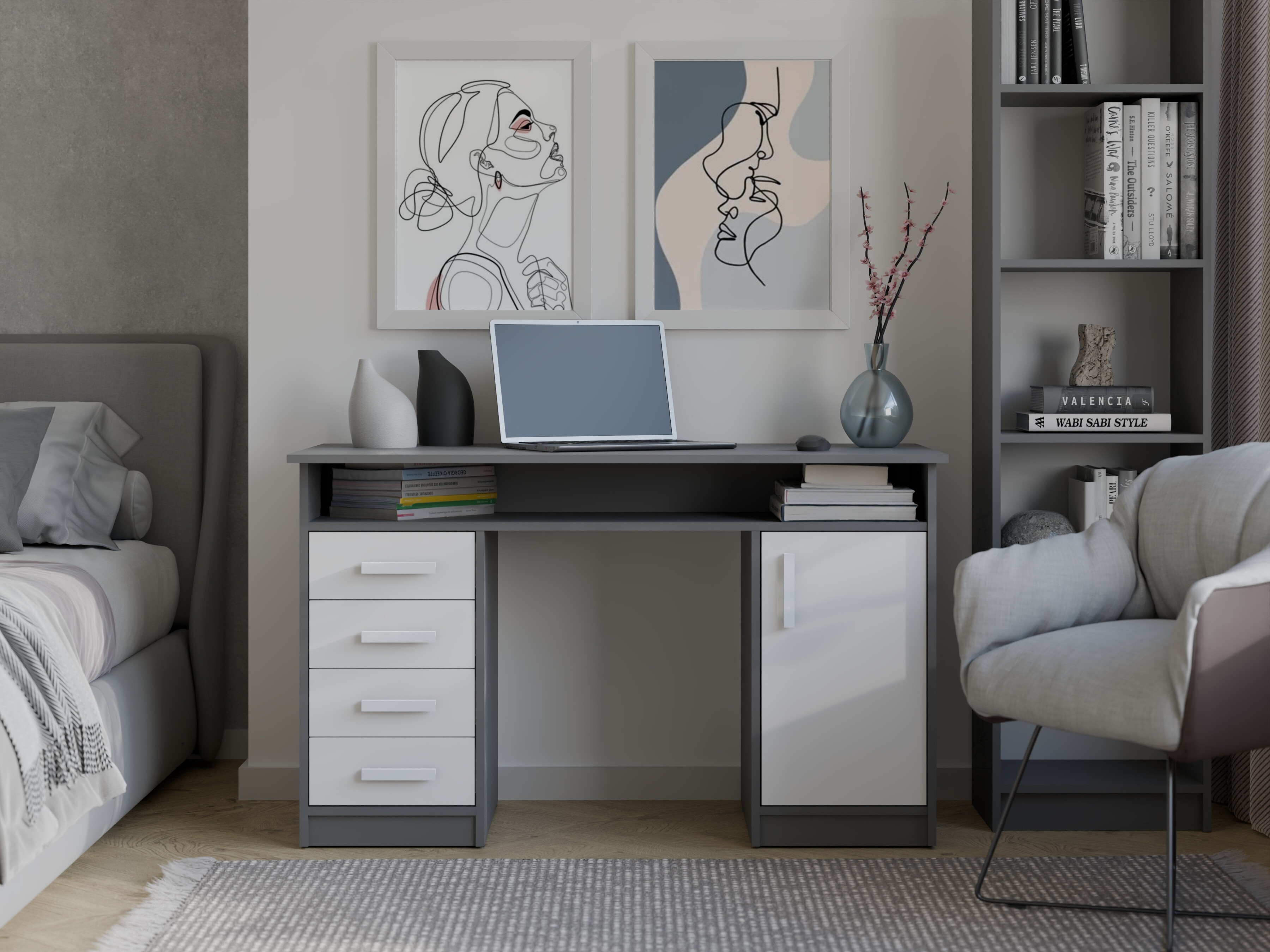 Bureau Mandeville 329 (Wit + Antraciet)