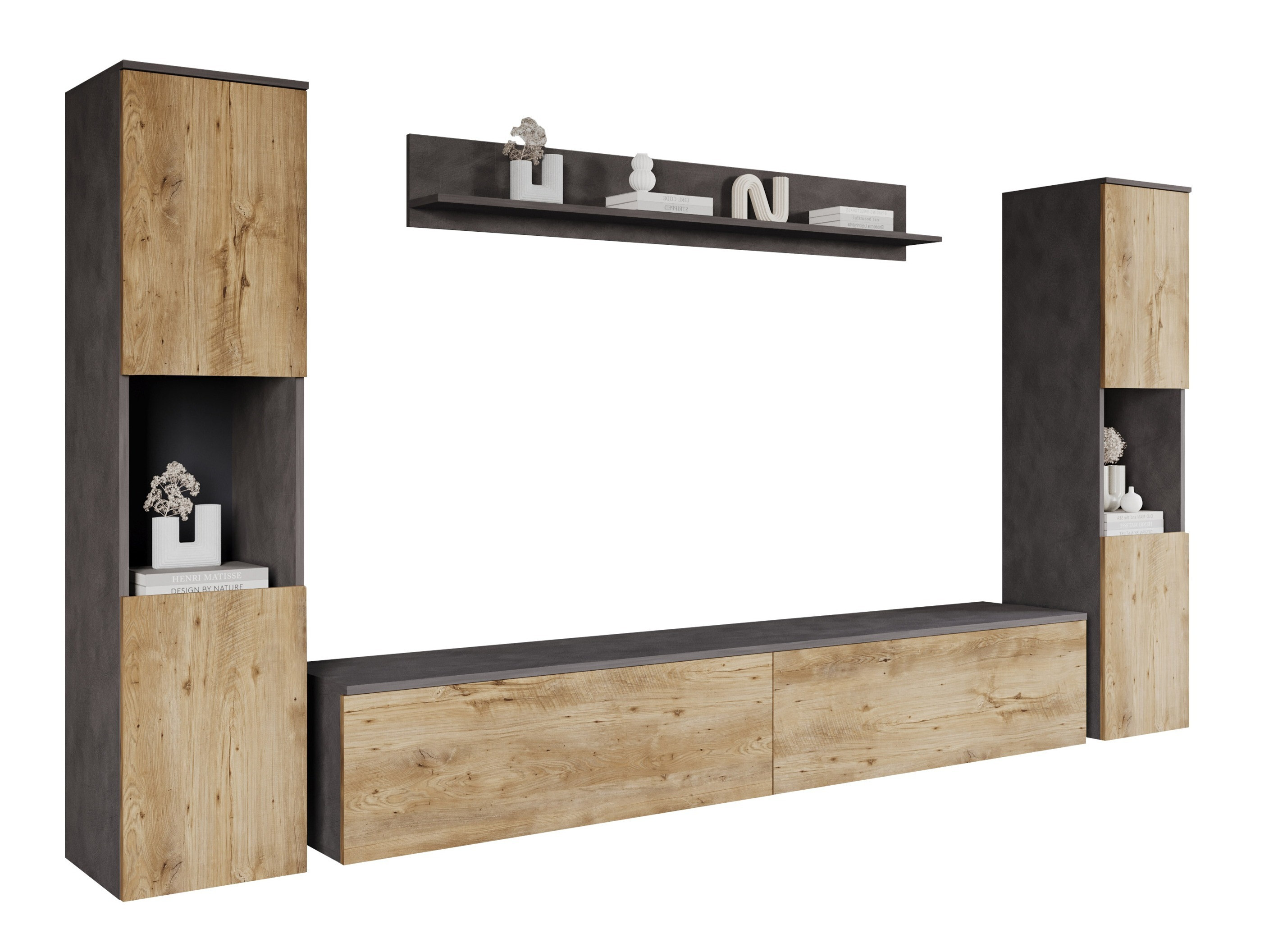 Woonkamerset Sarasota 131 (Matera grijs + Kastanje)