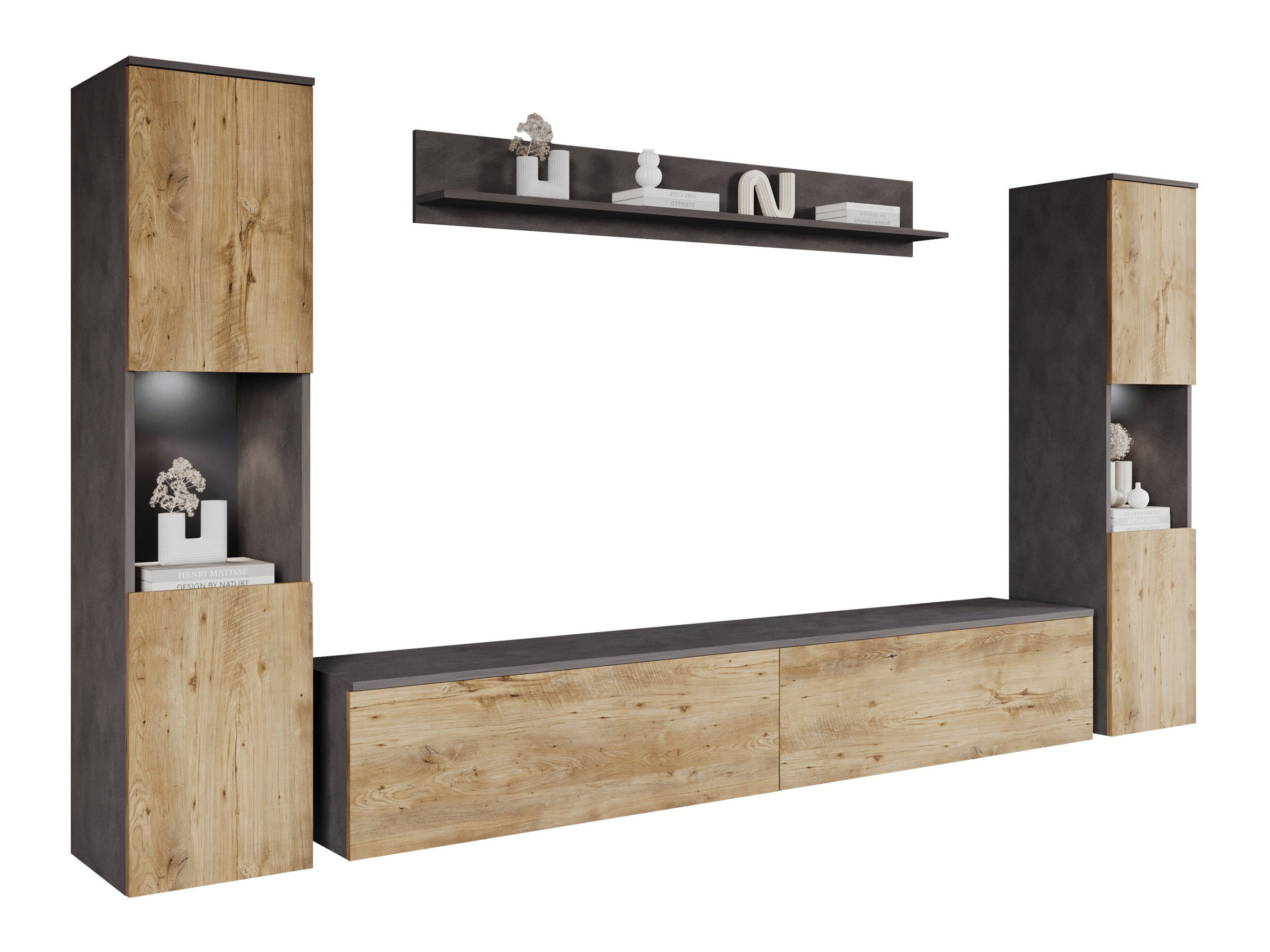 Woonkamerset Sarasota 131 (Matera grijs + Kastanje)