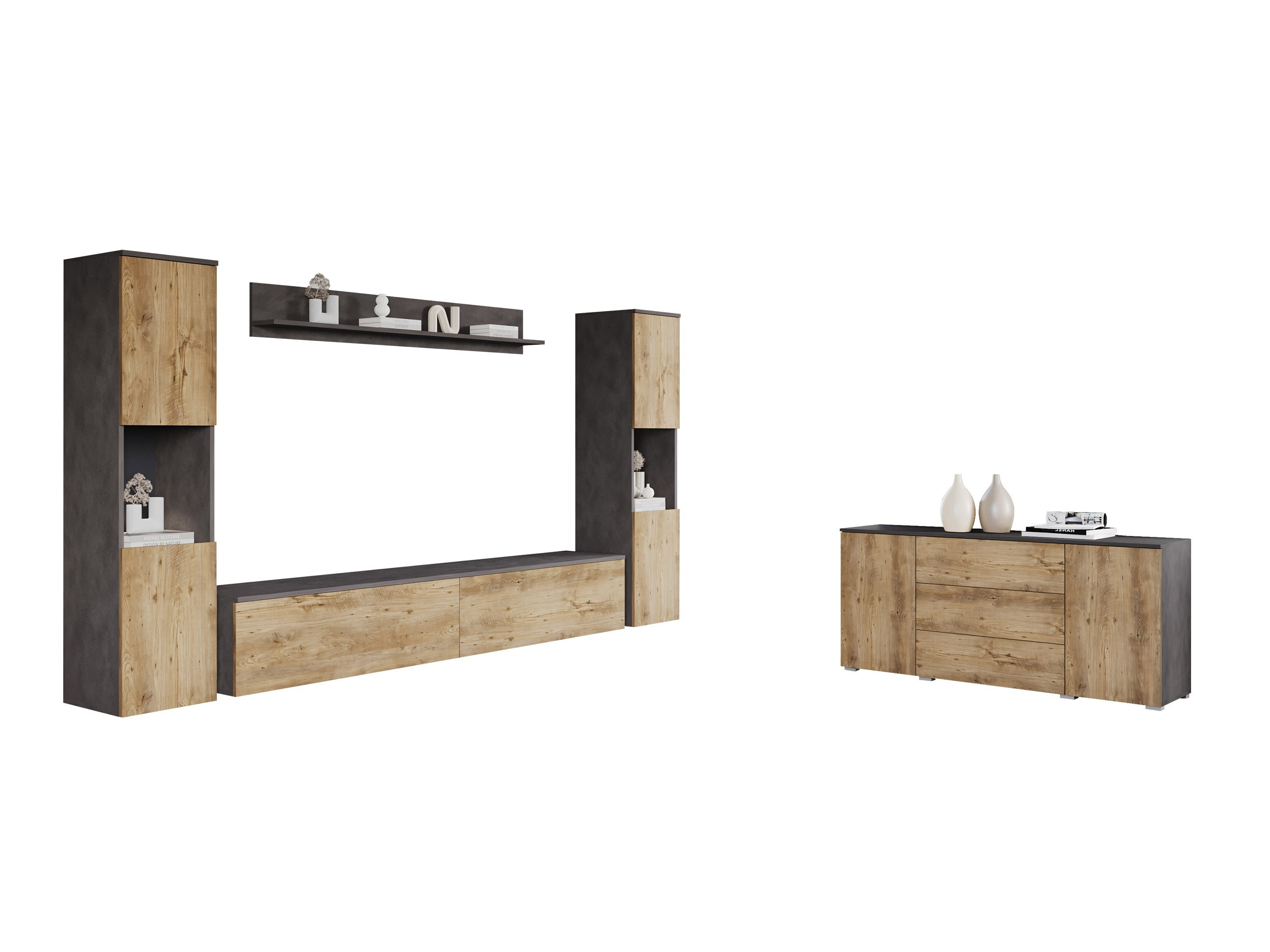 Woonkamerset Sarasota 133 (Matera grijs + Kastanje)