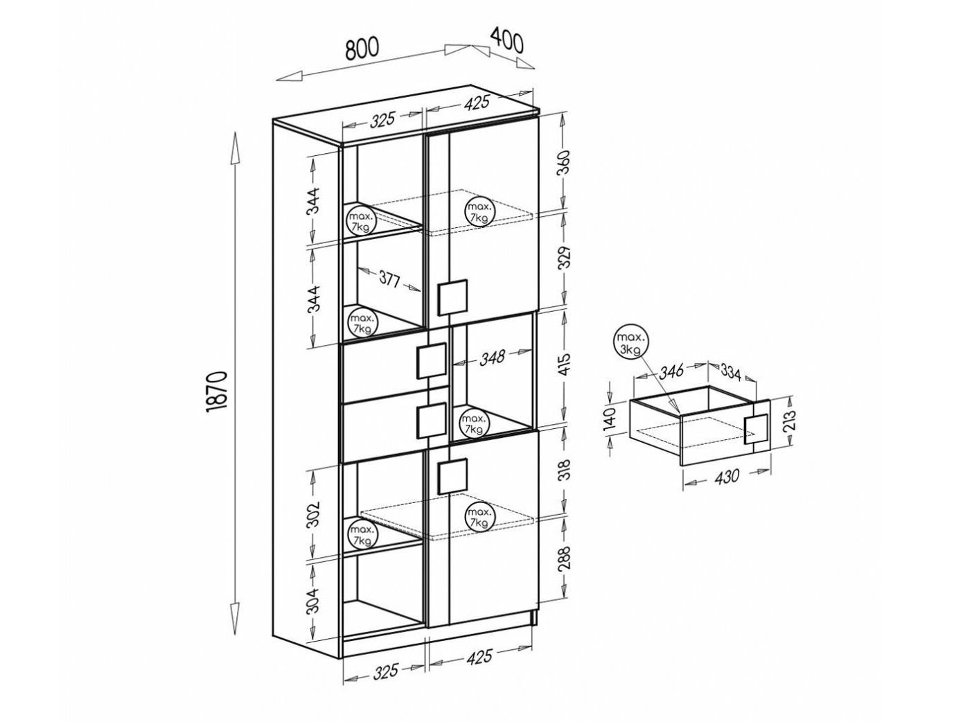 Boekenkast Elmenou 101 (Wit + Antraciet)