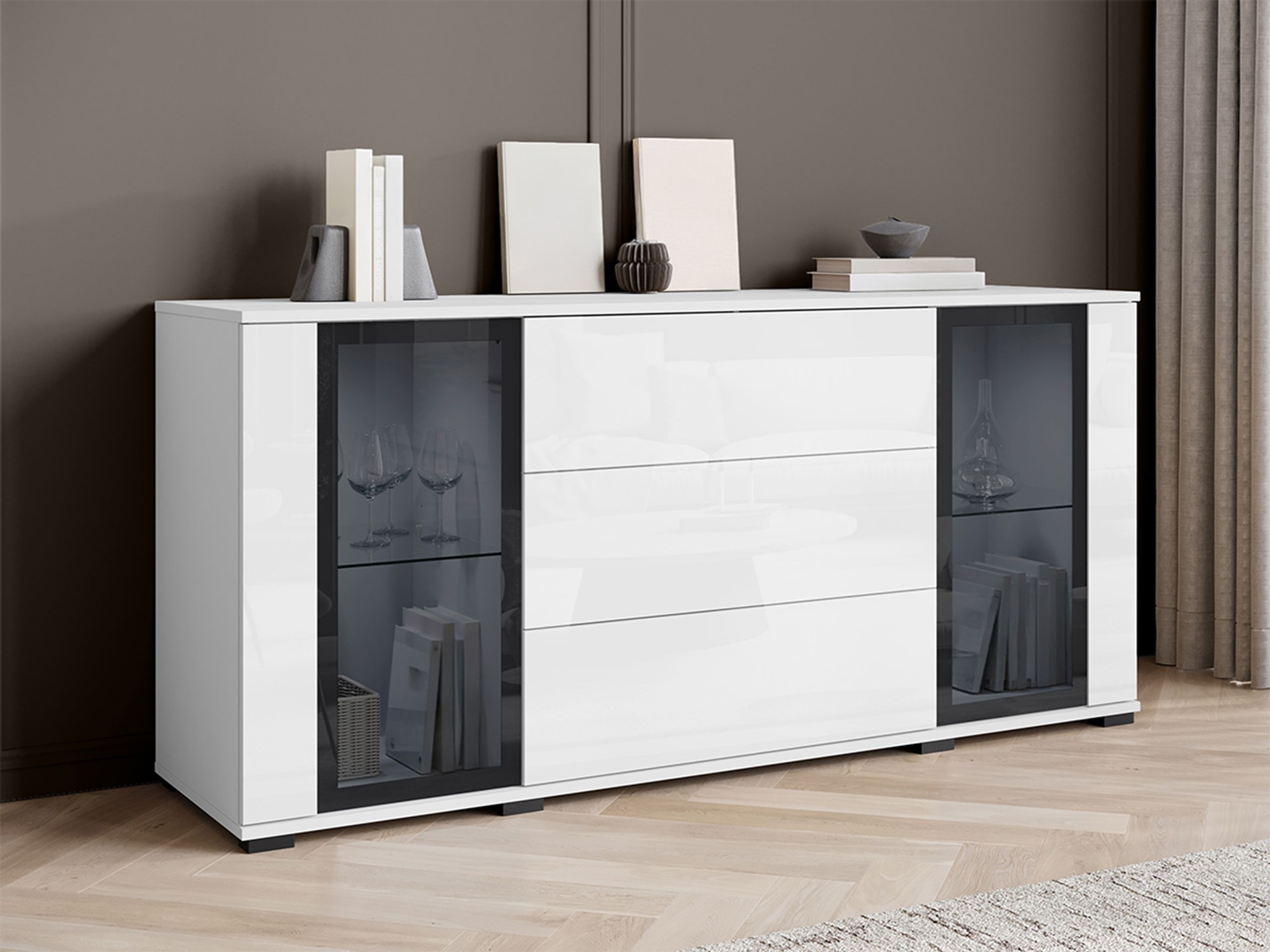 Ladekast Torcame 101 (Wit + Glanzend wit)