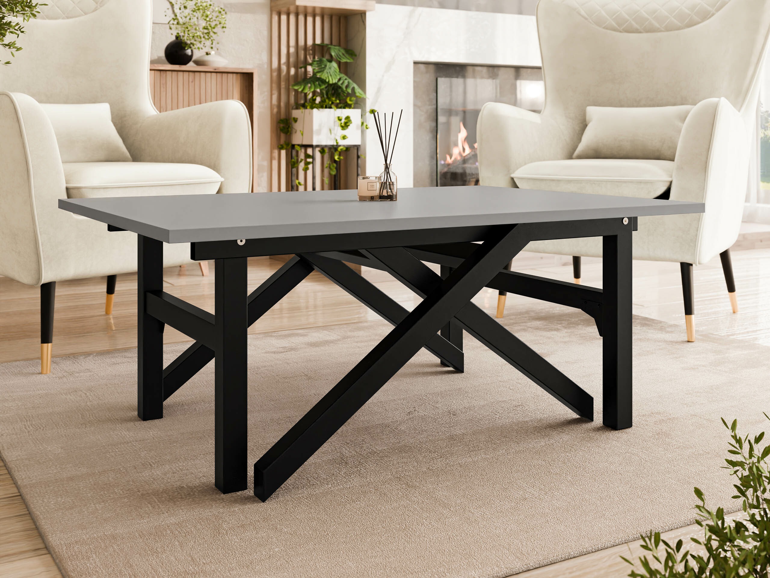 Transformeerbare salontafel Oswego 151 (Grafiet + Zwart)