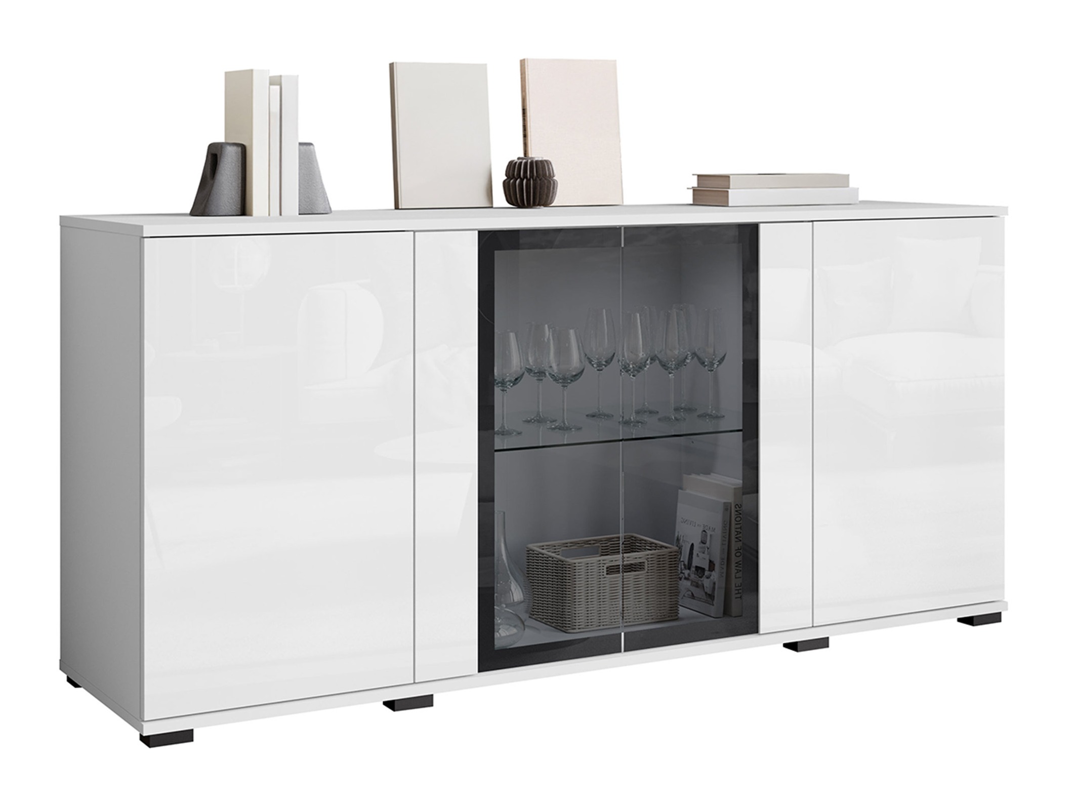 Dressoir Torcame 102 (Wit + Glanzend wit)