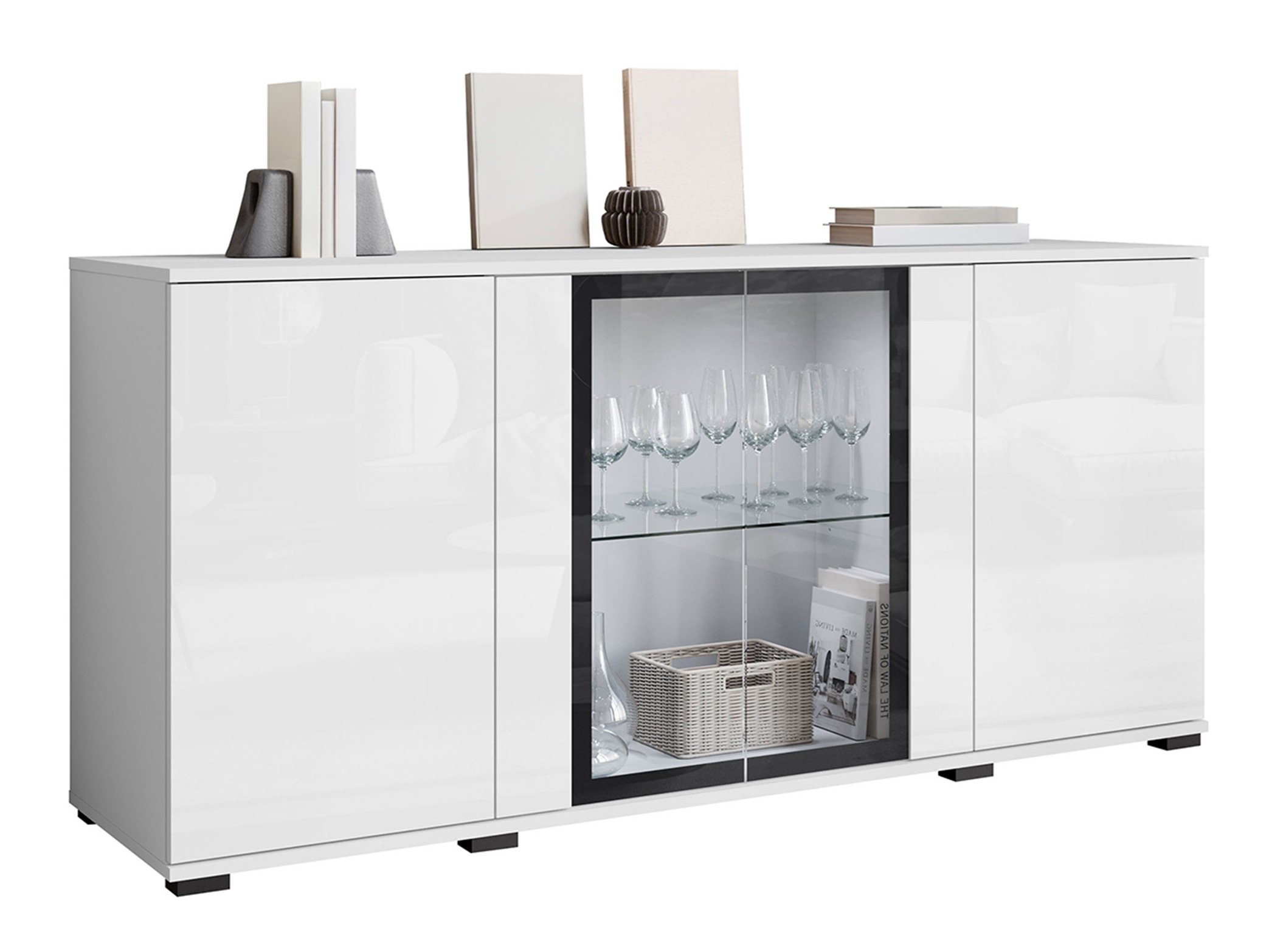 Dressoir Torcame 102 (Wit + Glanzend wit)
