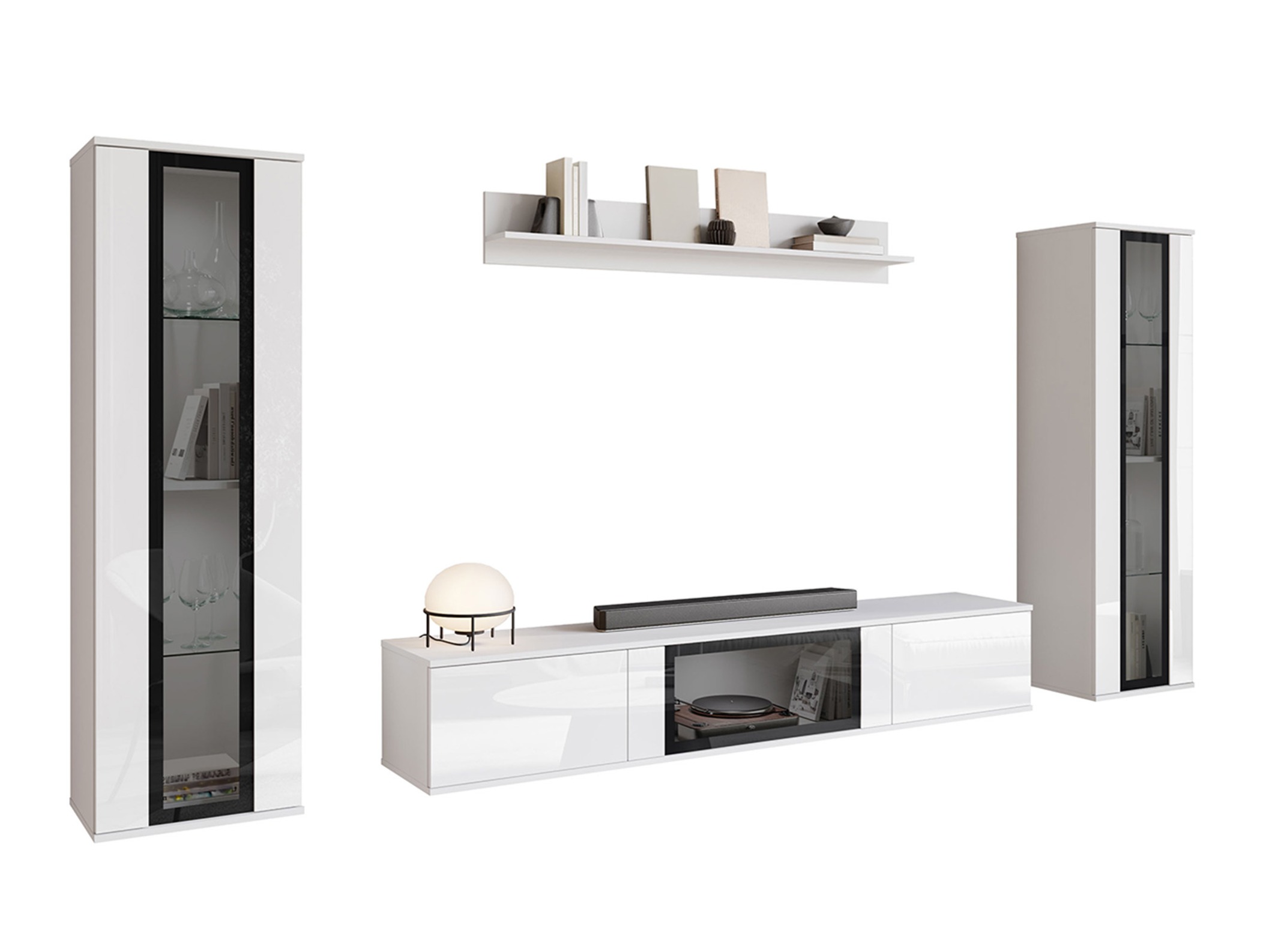 Woonkamerset Torcame 103 (Wit + Glanzend wit)
