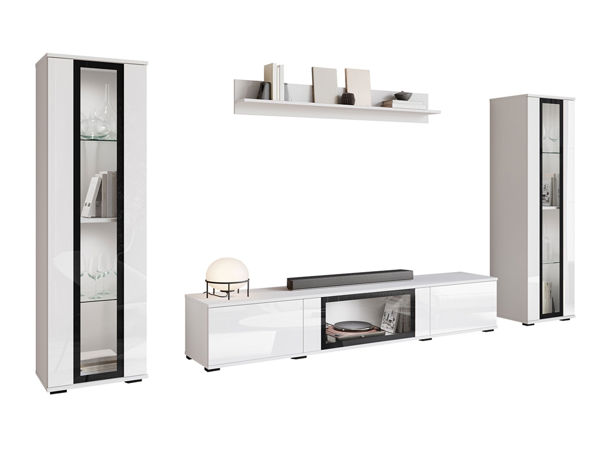 Woonkamerset Torcame 103 (Wit + Glanzend wit)