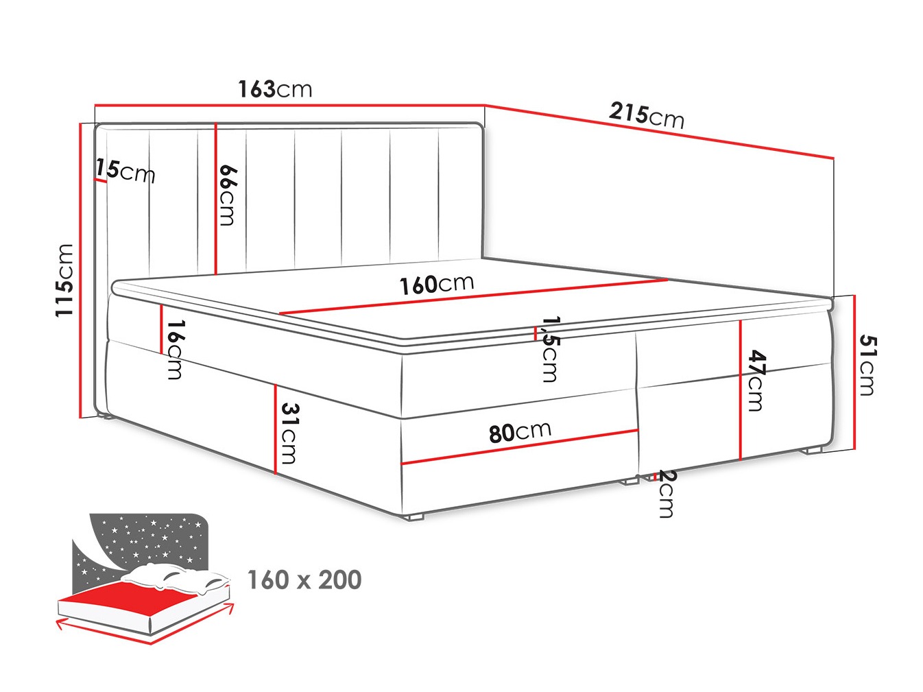 Boxspring Pomona 116 (Magic fluweel 2213)