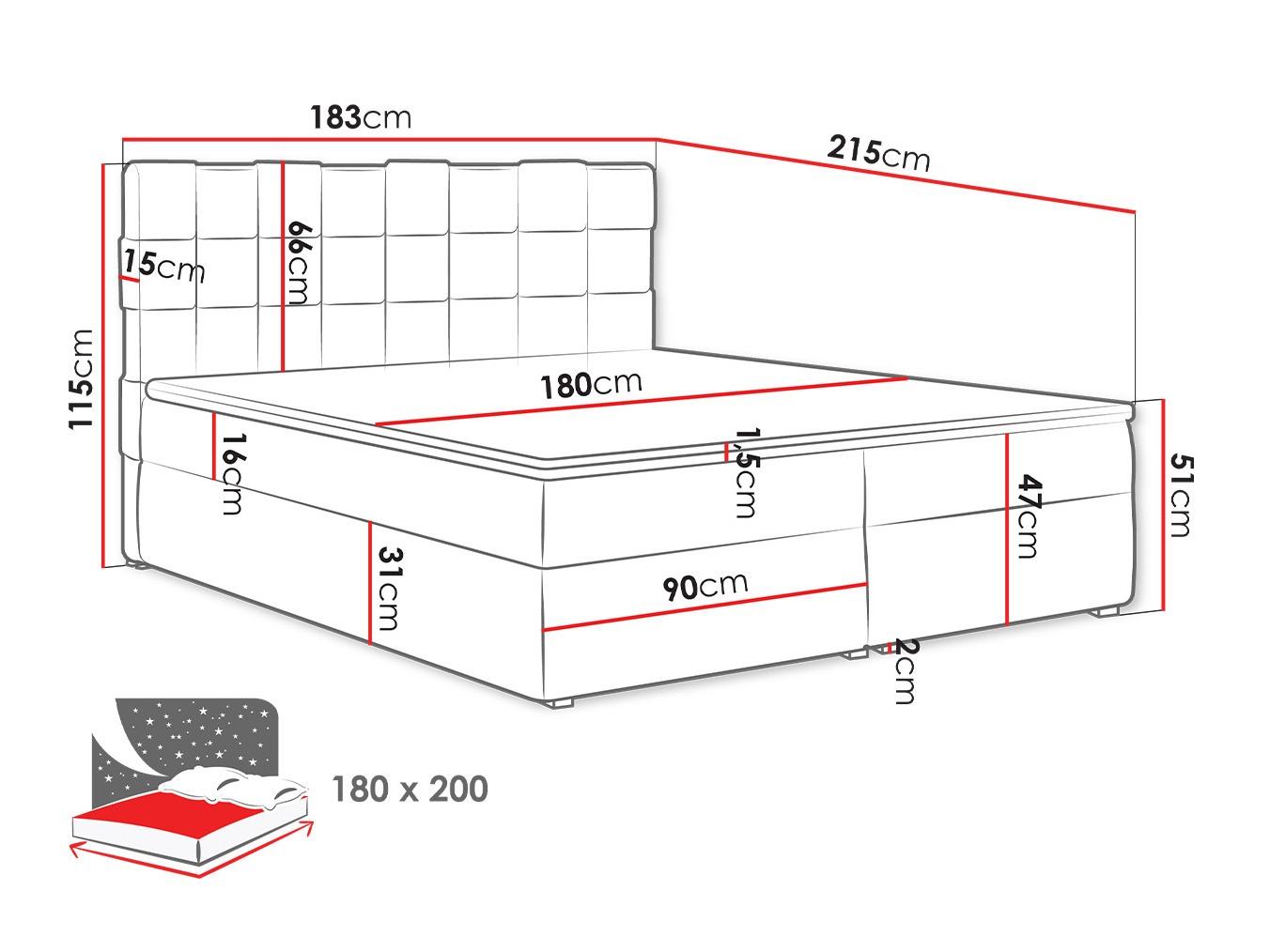 Boxspring Pomona 117 (Kronos 35)