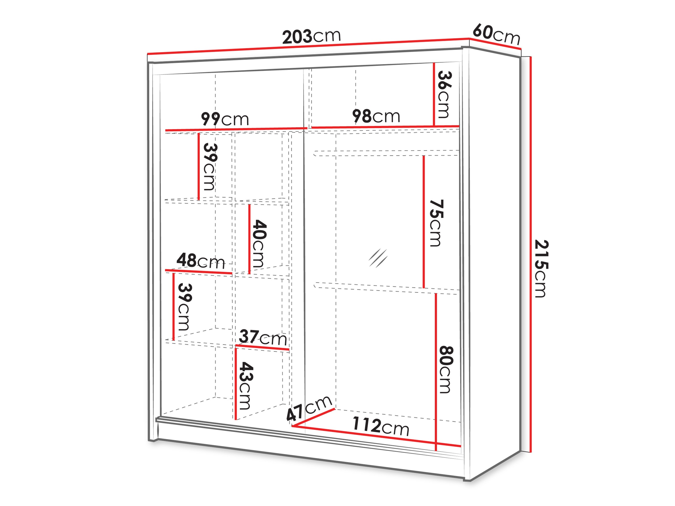 Kledingkast Gemes (Kasjmier + Wotan eik)