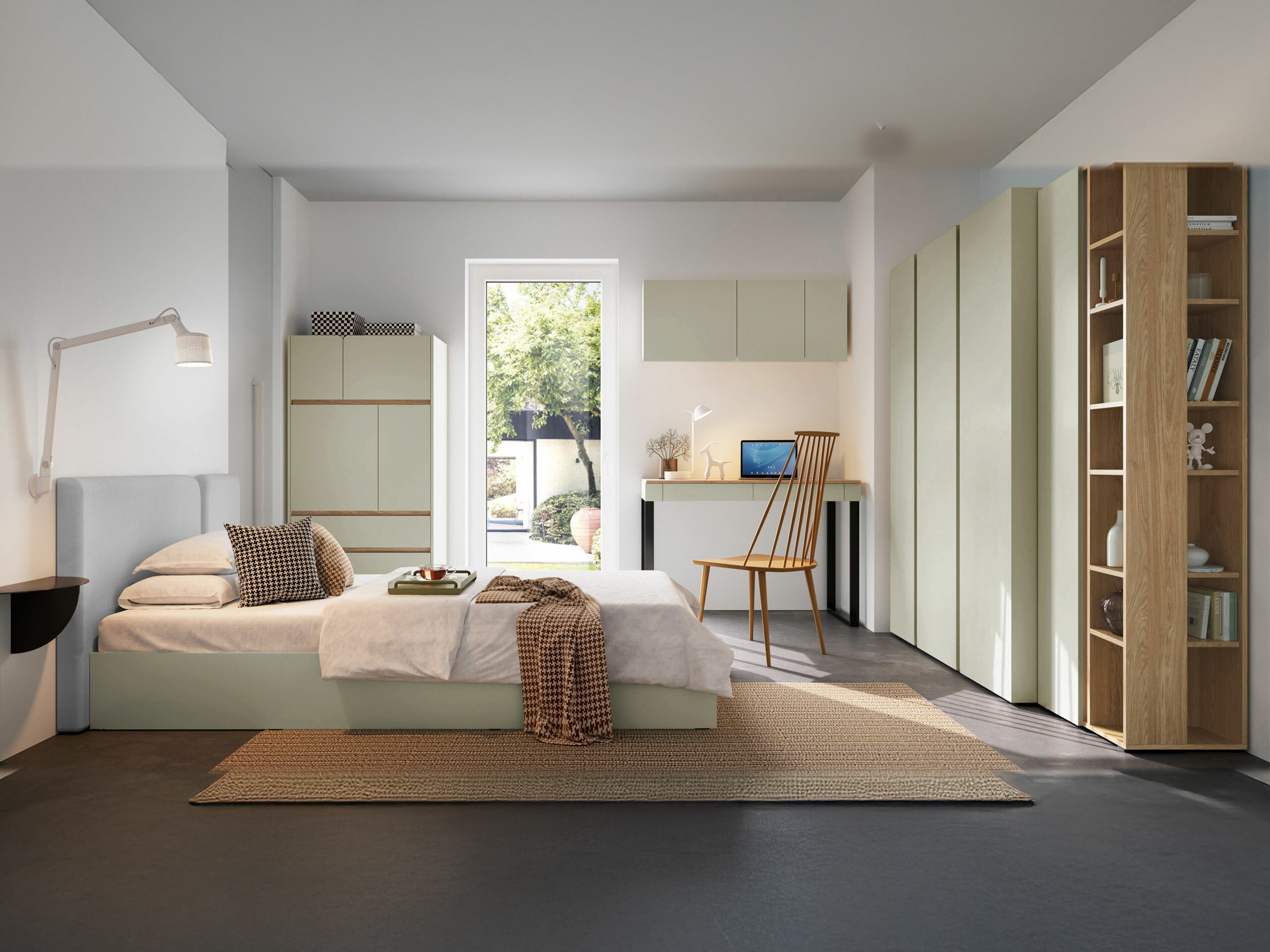 Bureau Fiosono 109 (Stoffig groen + Eiken)