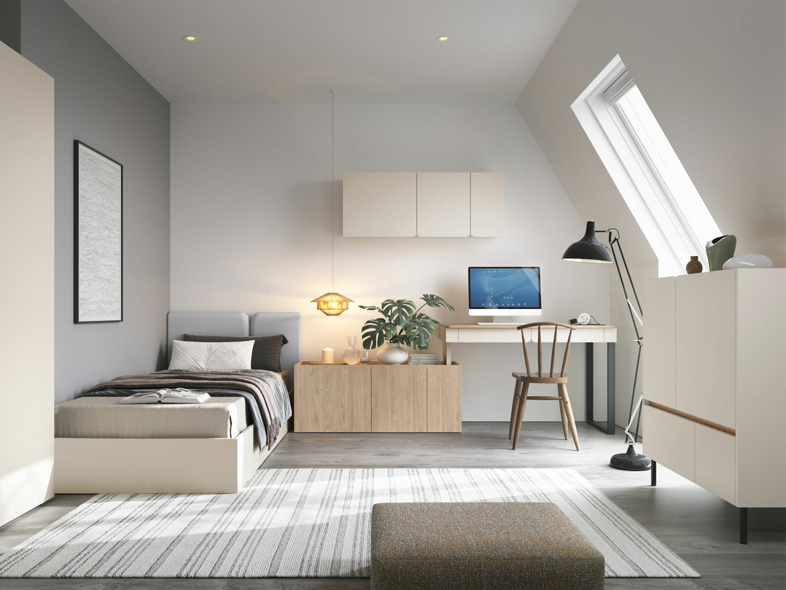 Hoekbureau Fiosono 110 (Beige + Licht eiken)