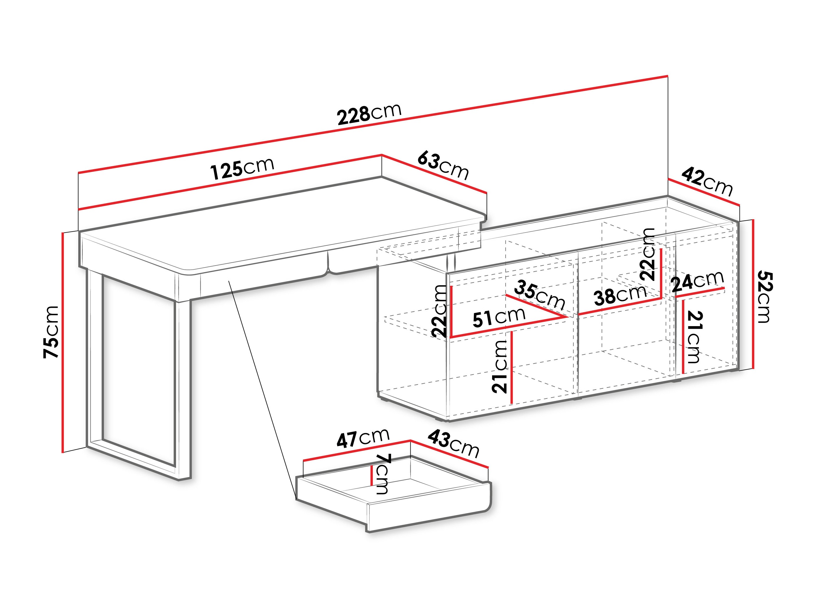 Hoekbureau Fiosono 110 (Beige + Licht eiken)