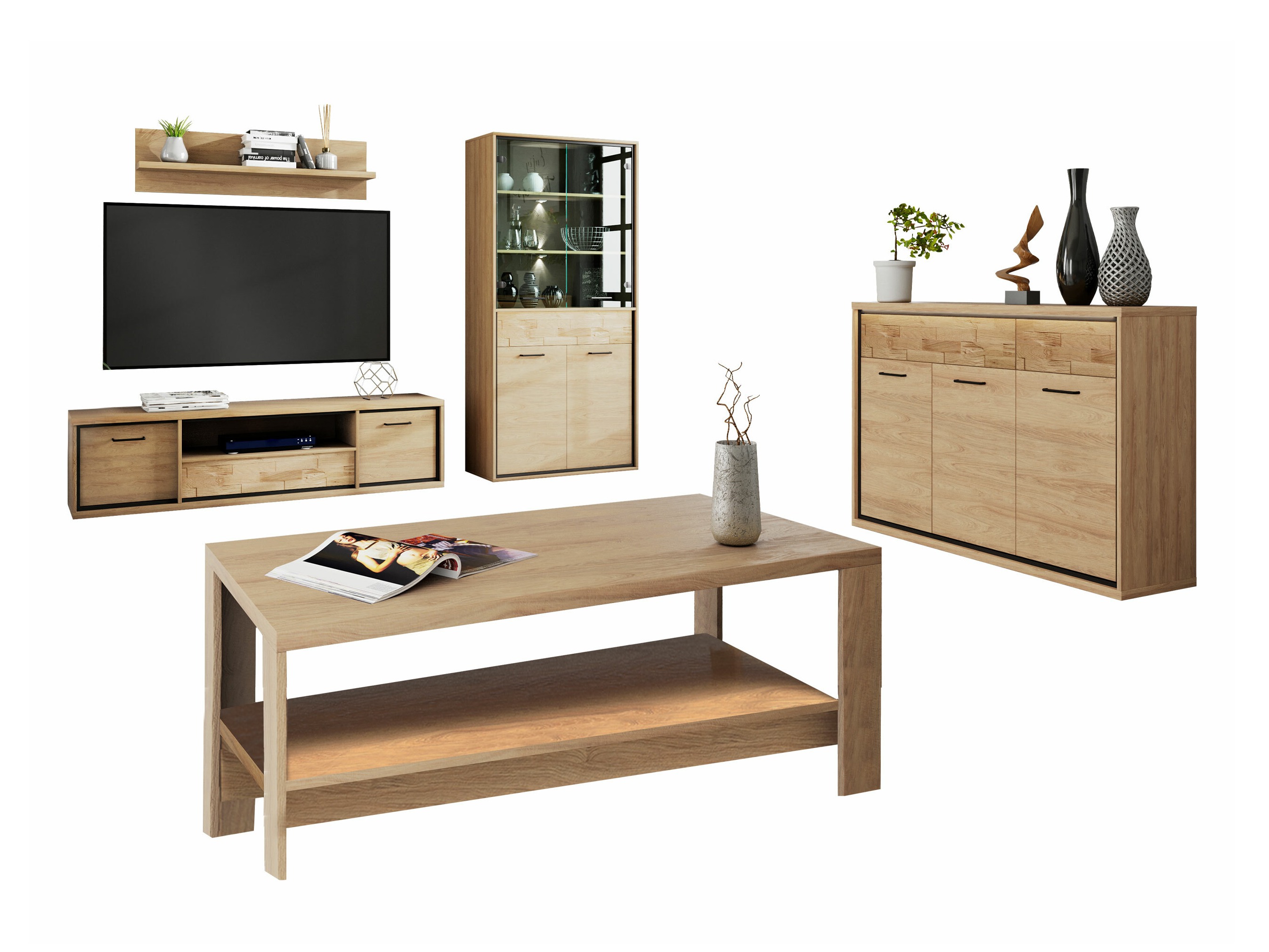 Woonkamerset Etrmoni 118 (Licht hout + Eiken)