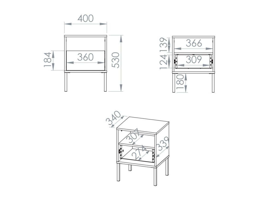 Nachtkastje Virsalo 104 (Kasjmier)