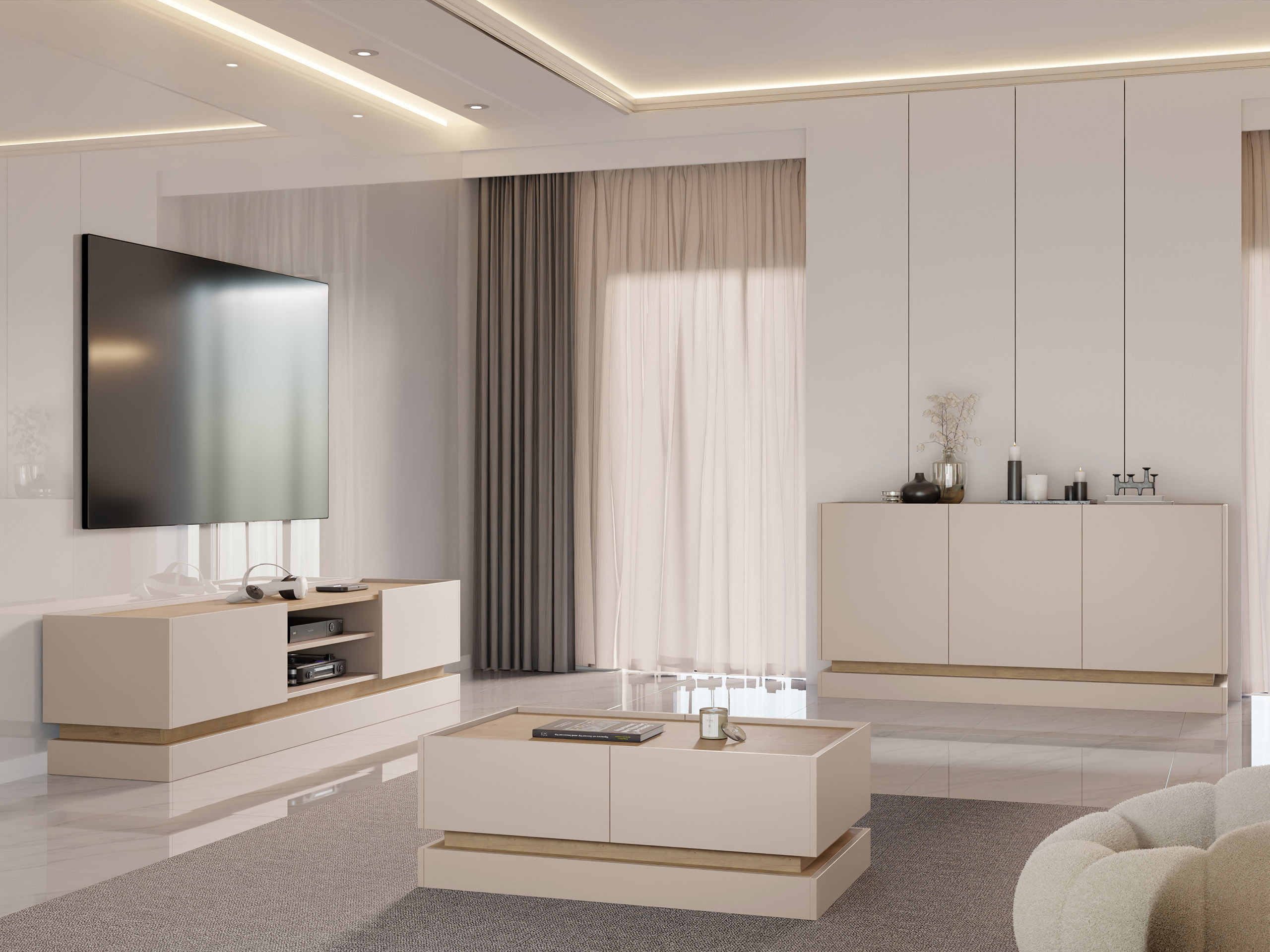 Woonkamerset Comfivo Tilia (Lichtbruin + Eiken)