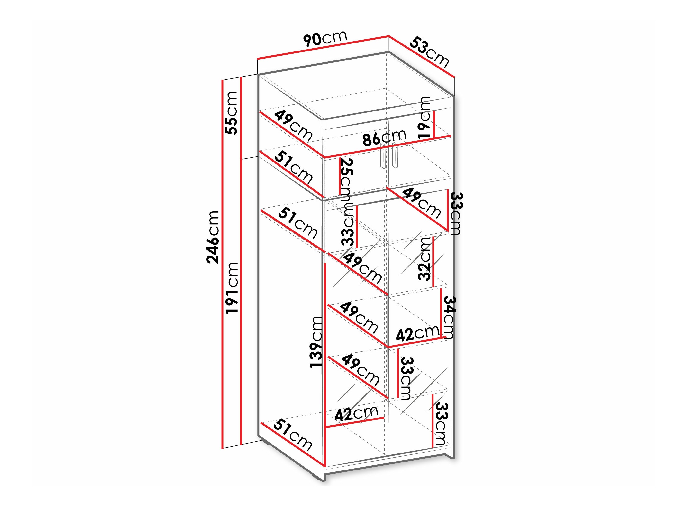 Kledingkast Novduni 119 (Sonoma eik)